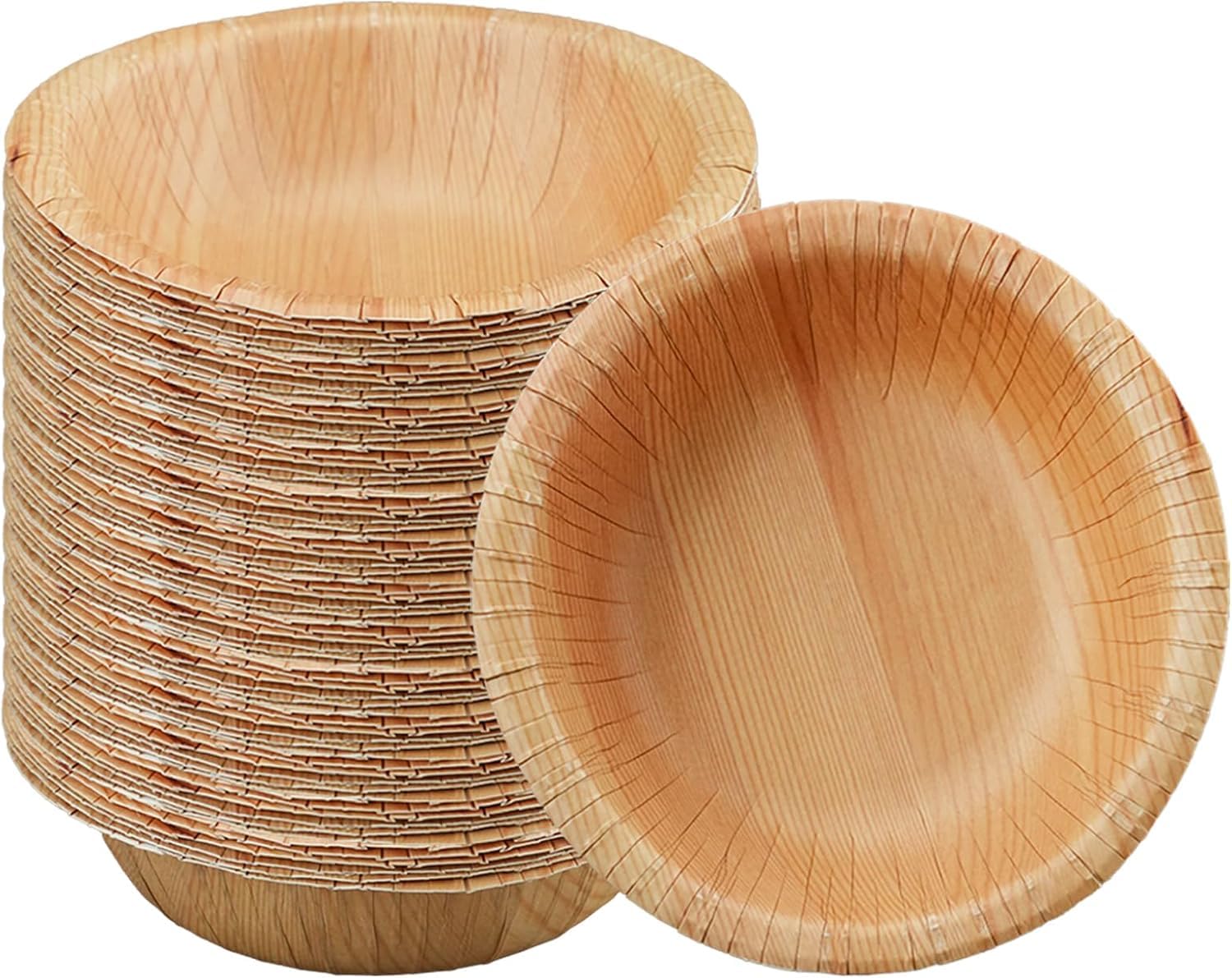 Cherypick Paper Bowls 8 oz/240ml, 50 Pack Disposable Heavy Paper Bowls with Wood Grain Pattern, Microwave Safe and Leak-Resistant for Parties, BBQs, Picnics and Family Gatherings