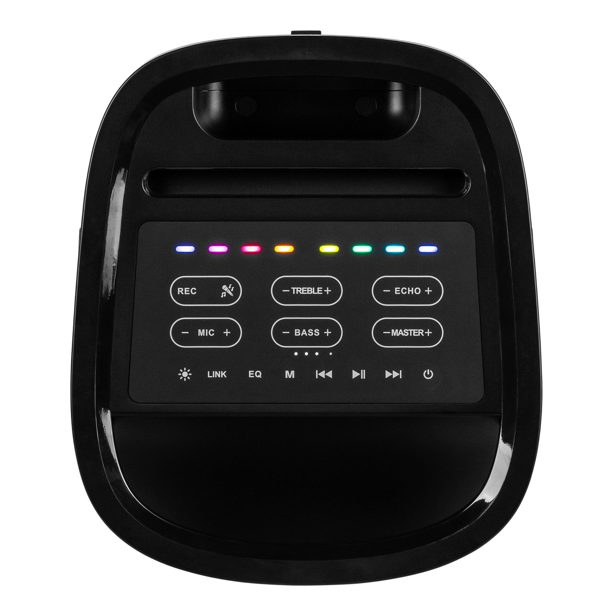 Fenton Pulse65 – Altavoz Bluetooth portátil 140W con microfono inalámbrico, batería 12h, IPX4, USB, microSD, Altavoz portatil Potente Exterior Karaoke Machine Speakers con LED, Color Negro