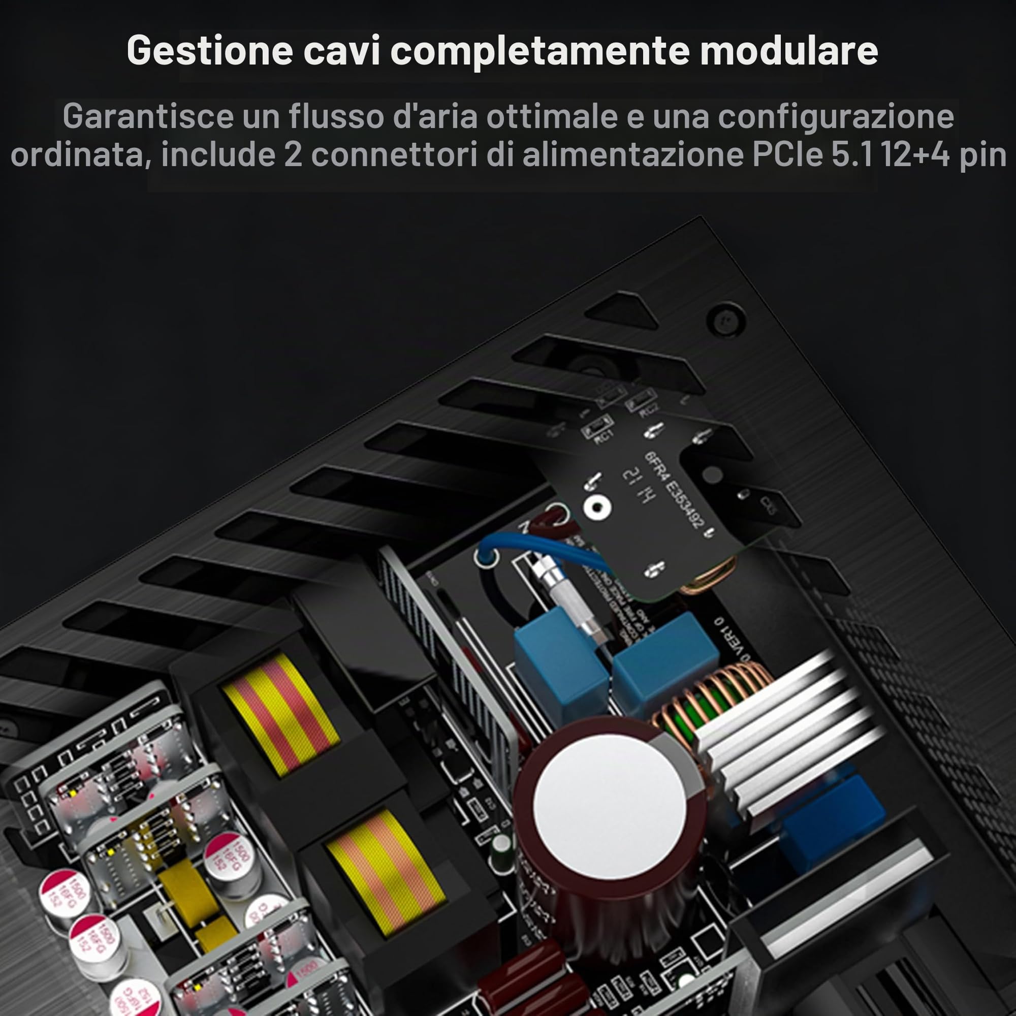 LC-POWER Alimentatore PC Modulare 1200W 80 PLUS Platinum, ATX 3.1, 135mm Ventola Silenziosa, 10 Anni Garanzia (LC1200P2 V3.1)