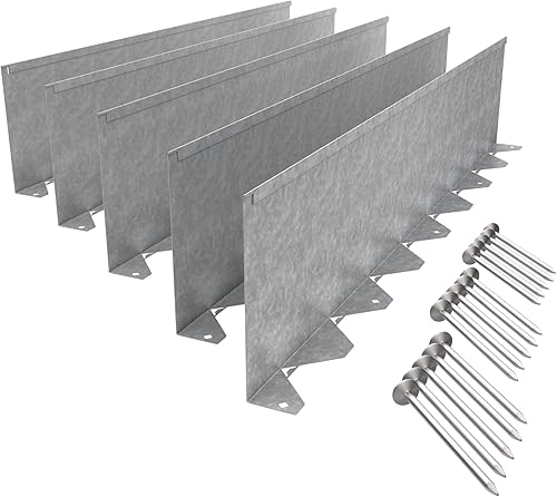 Vodaland - Juego completo de bordes de jardín de acero galvanizado sellado de 8 pulgadas con clavos de instalación incluidos (5)