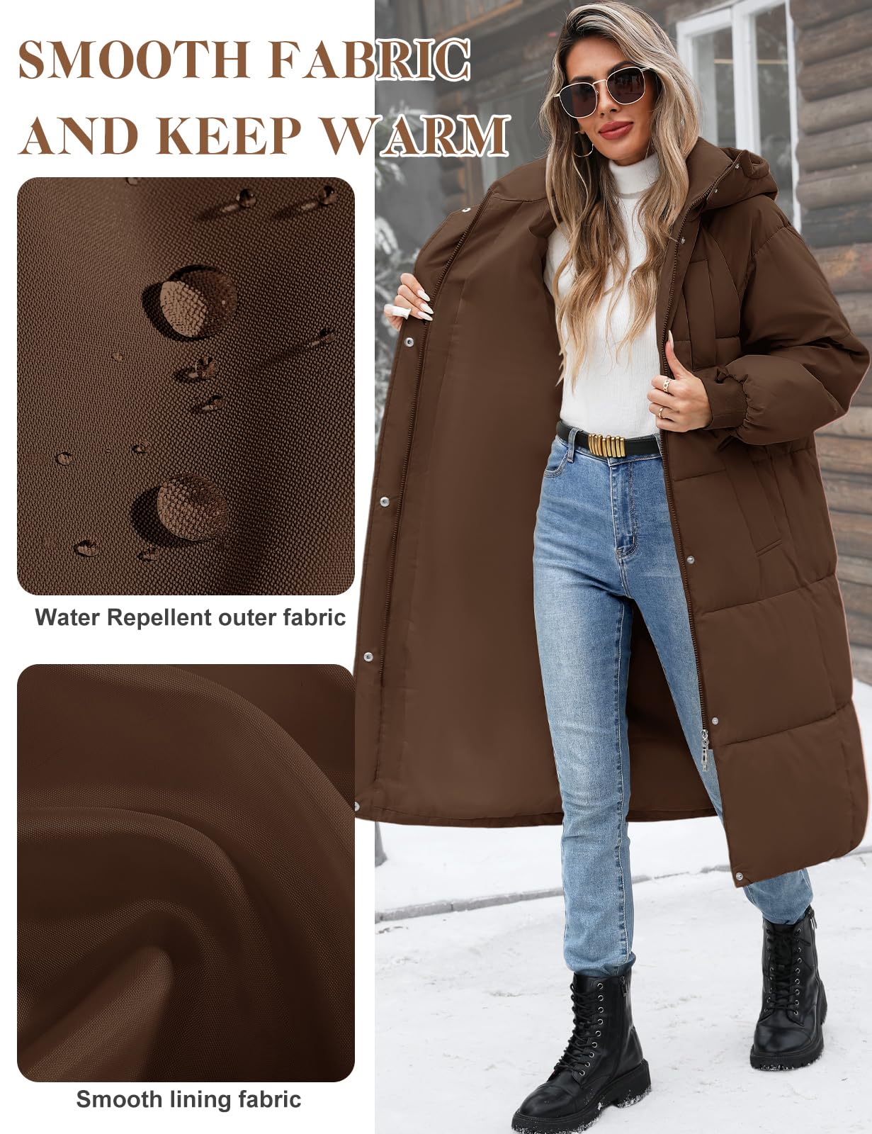 Giubbotto Donna Invernale Lungo Cappotto Imbottito Giacca Elegante | Giubbino Puffer Coat Jacket Trapuntata Cappotti Piumino Invernali Parka Autunno con Cappuccio Zip e Tasche