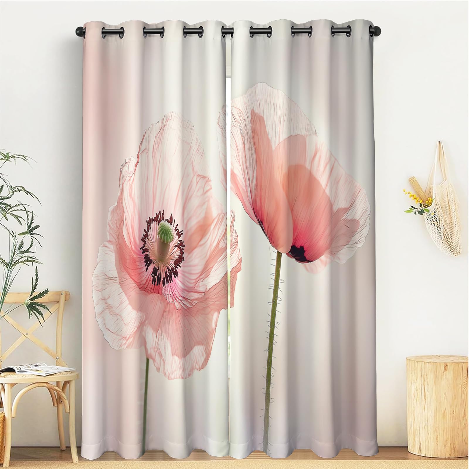 Rideaux occultants imprimé plantes romantiques 3D isolant thermique pour chambre et porte