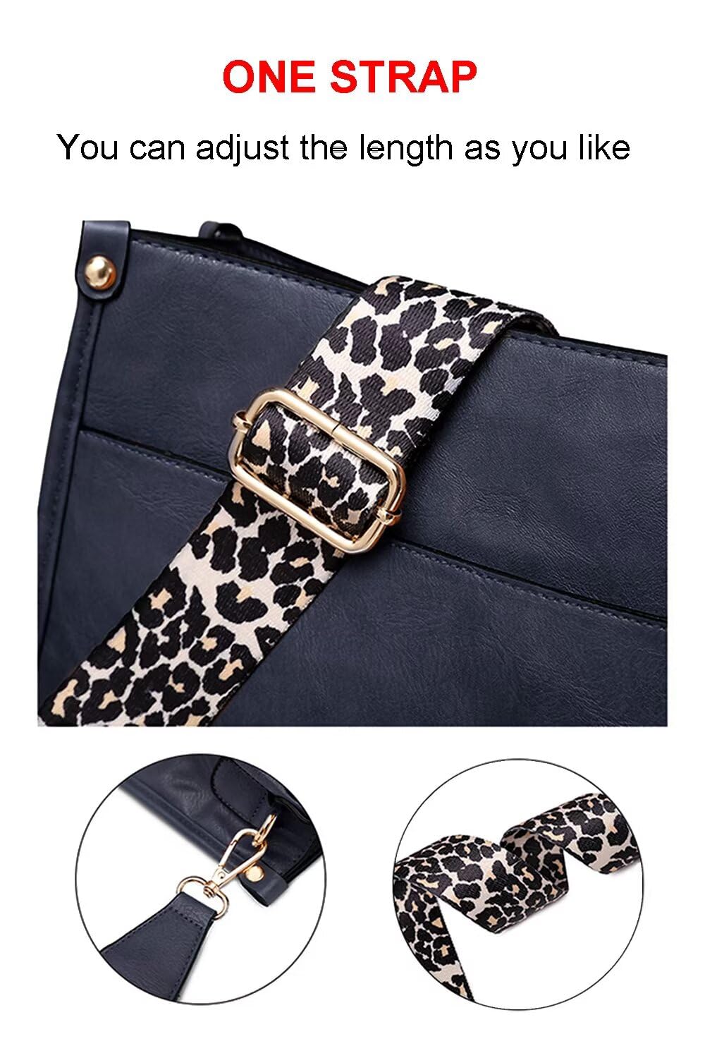 AUYOCO Vegan Leather Crossbody Bags for Women, Crossbody Purse with Guitar Strap Zipped Pockets Handbag Shoulder Bag: Navy(one Strap)