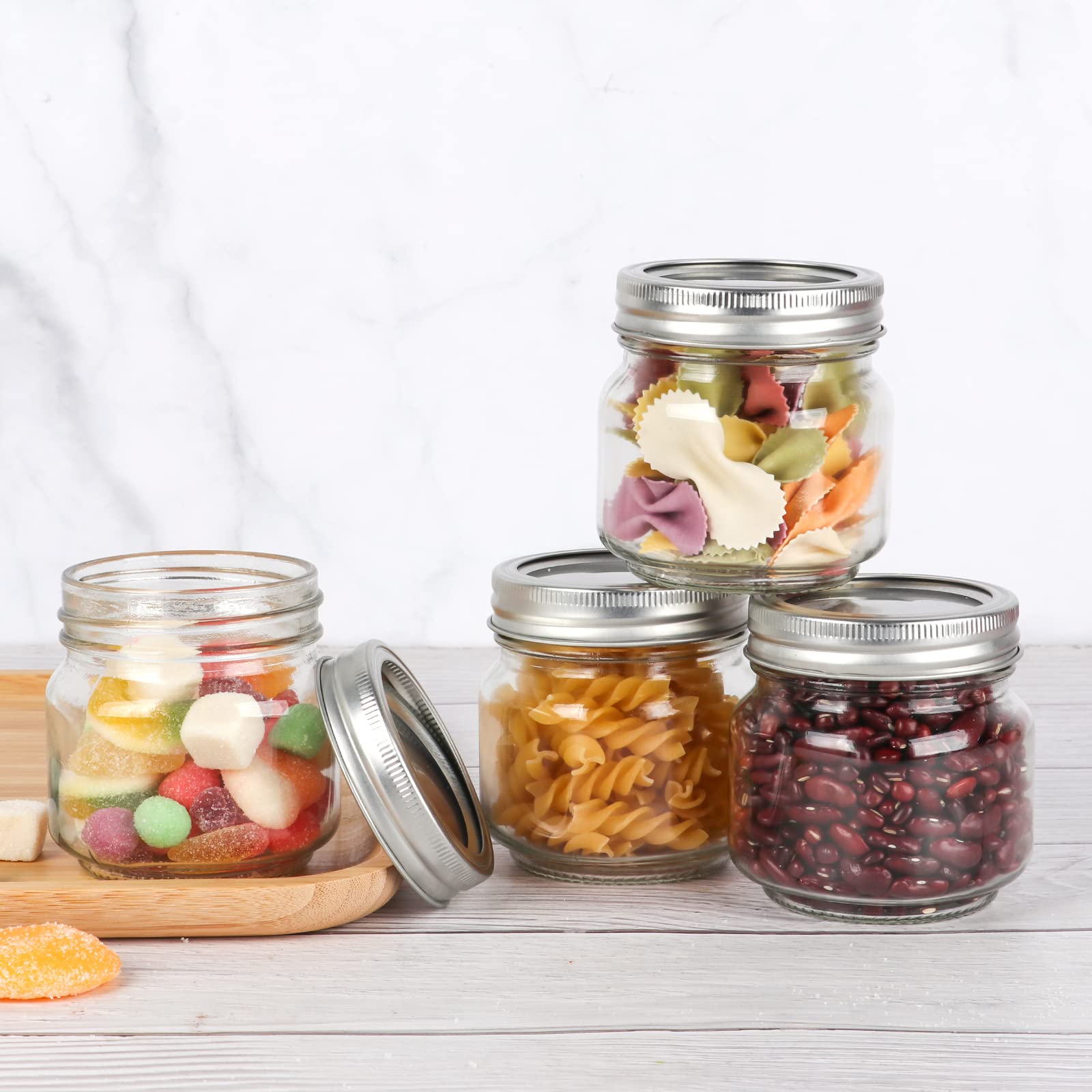 8 oz Glass Mason Jars, 24 Pack Clear Glass Jars with Regular Lids ...
