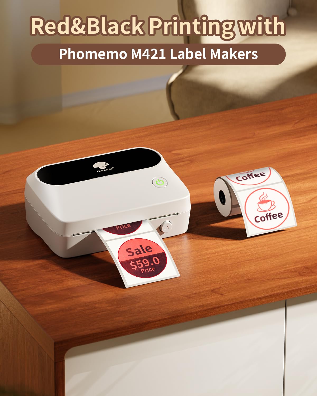 Phomemo Red/Black Label, 50 x 50 mm Thermal Sticker Labels Printable in Red & Black Color for Phomemo M421 Label Makers - Image 4