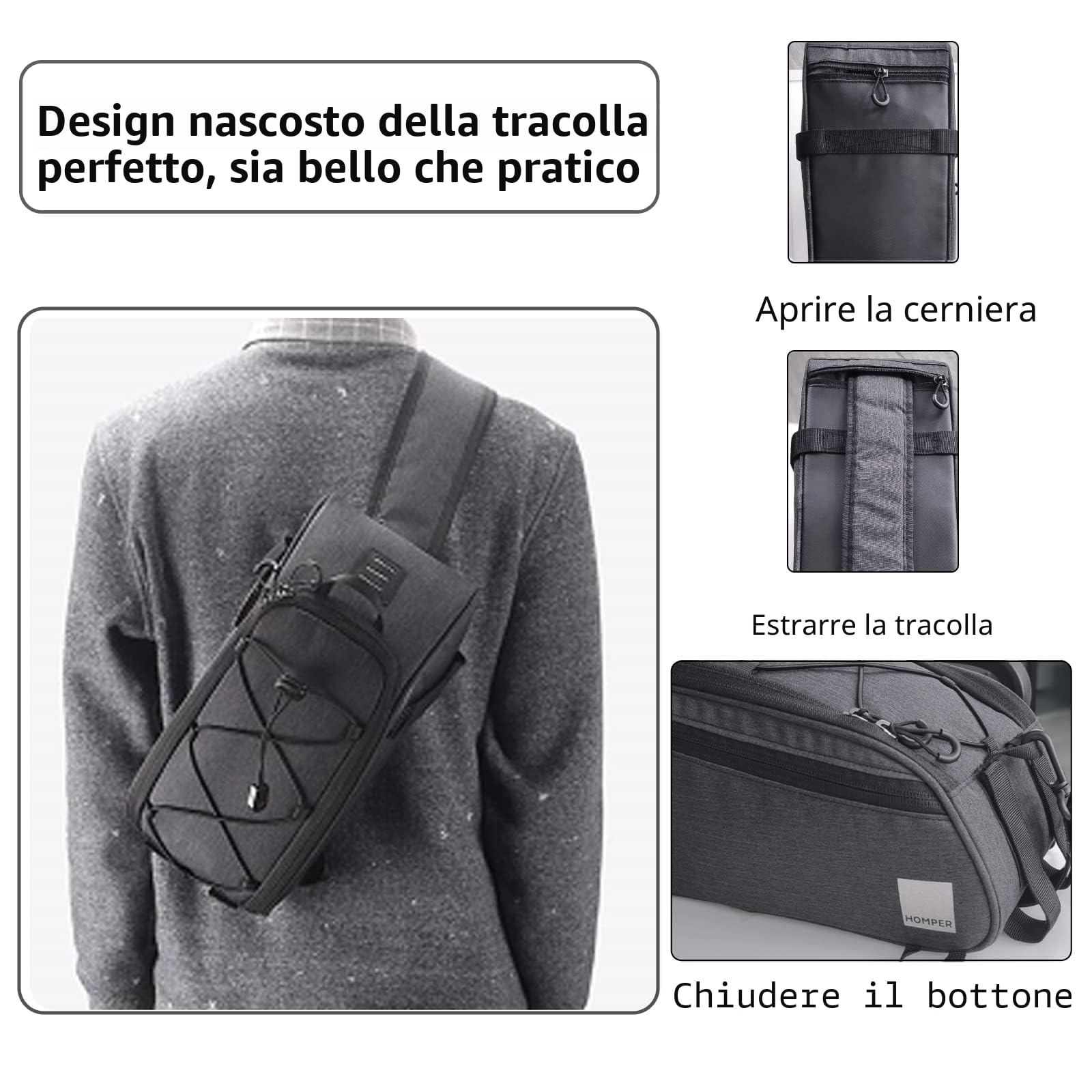 HOMPER Bici Borsa Posteriore Cremagliera 7L Multifunzionale Pacchetto Zaino Borsa da Bicicletta Borse Laterali per Mountain Bike Bicicletta Ciclismo MTB