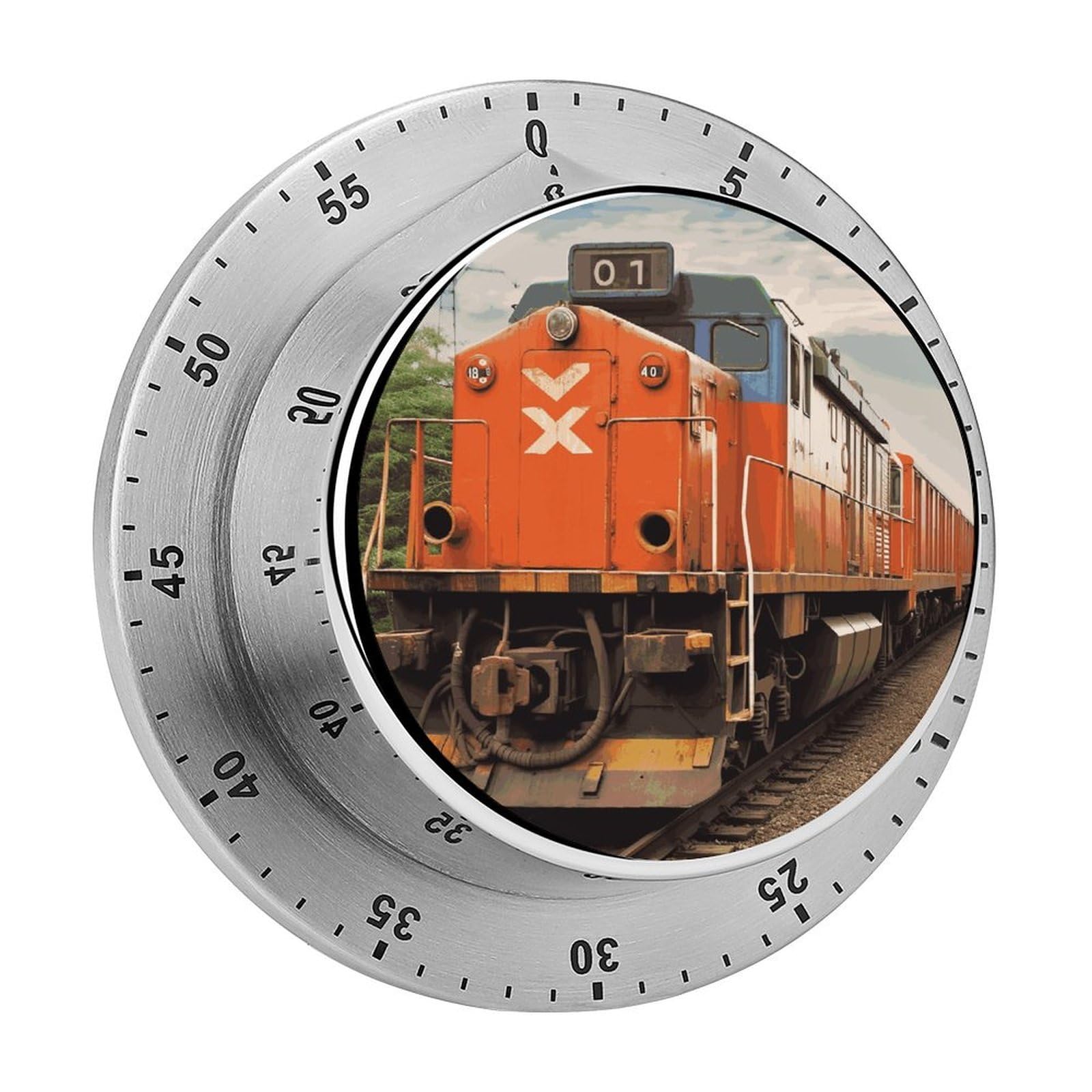Train Visual Timer with Loud Alarm 60-Minute Kitchen Timers Exquisite Stainless Steel Body - Mechanical Desk Timer Countdown Clock for Cooking Chef Clock