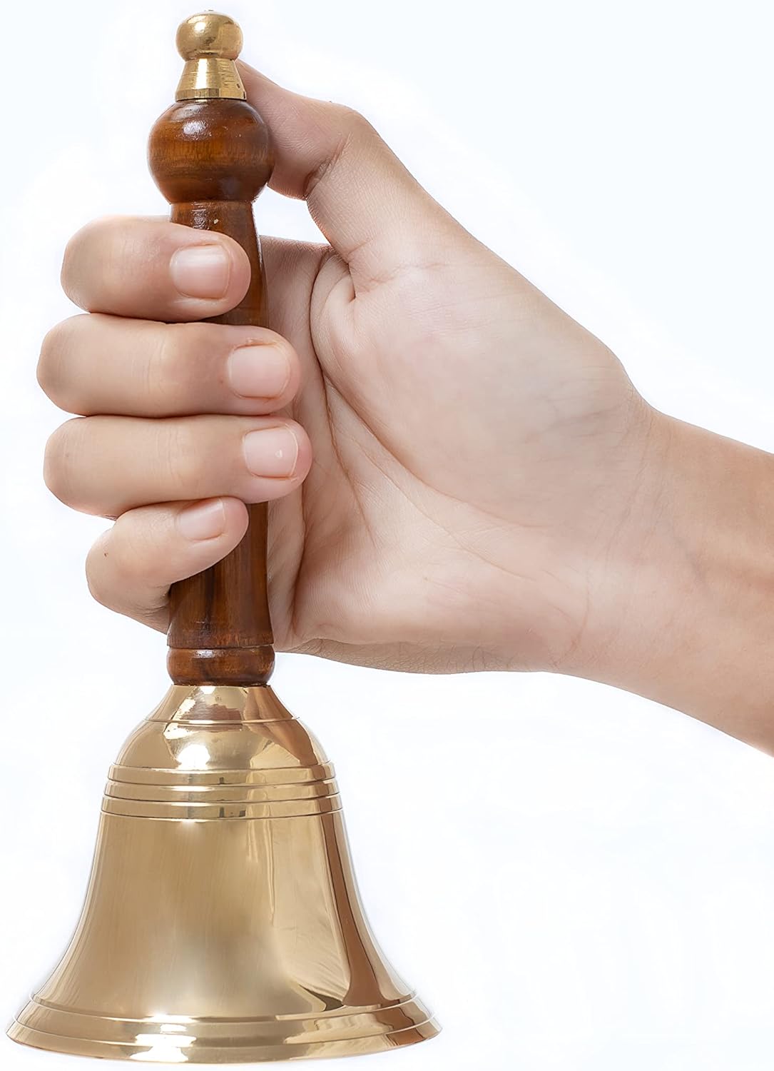 Himalayan Hand bell 3 inch diameter~ Super Loud hand Call Bell with Brass Solid Wood Handle, Very Loud handbell ~Large Hand Bell, Hand Bells for Weddings, School Classroom Service and Game : Musical Instruments