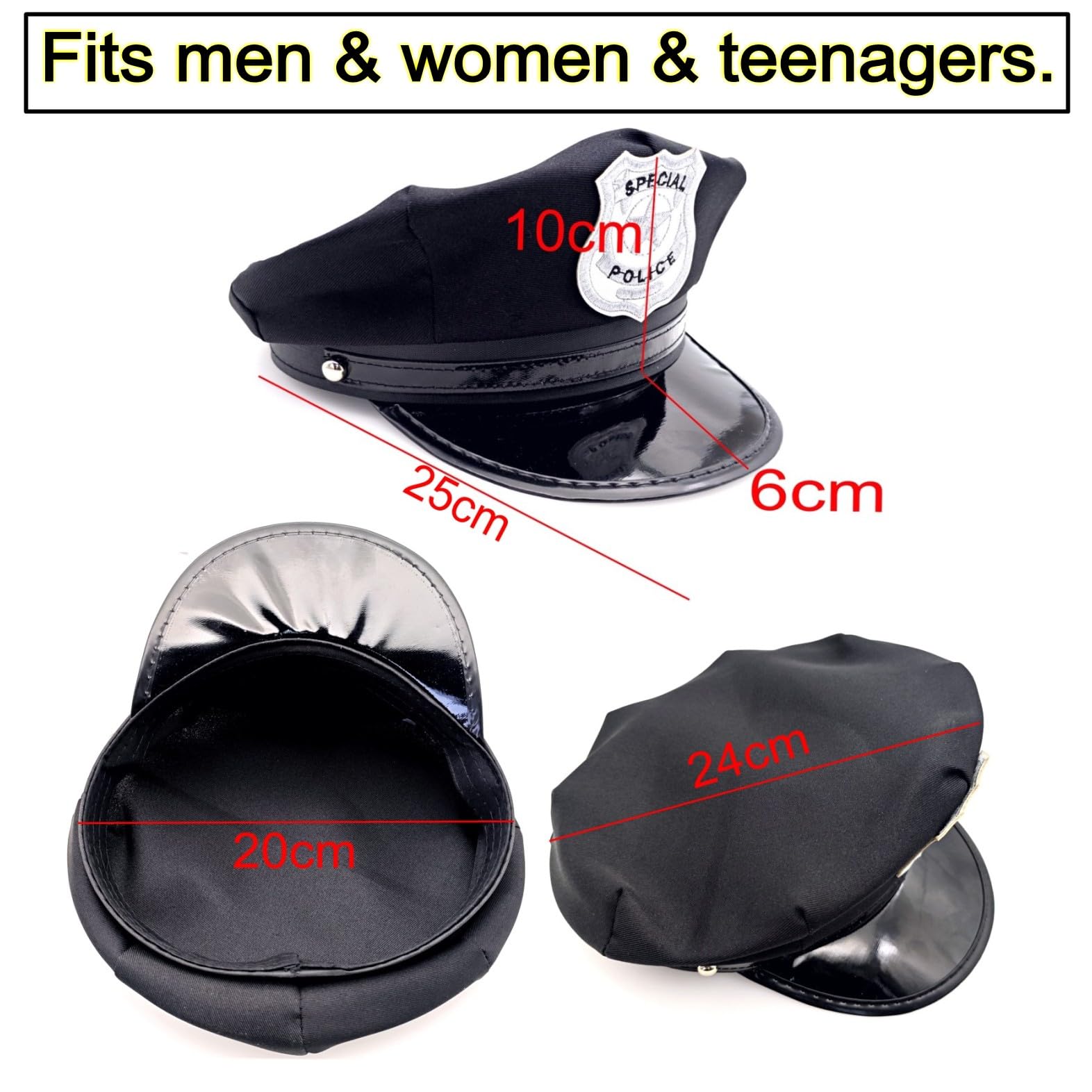 JZK Party dress up police hat and handcuffs for adult men women police officer costume accessory - Image 2