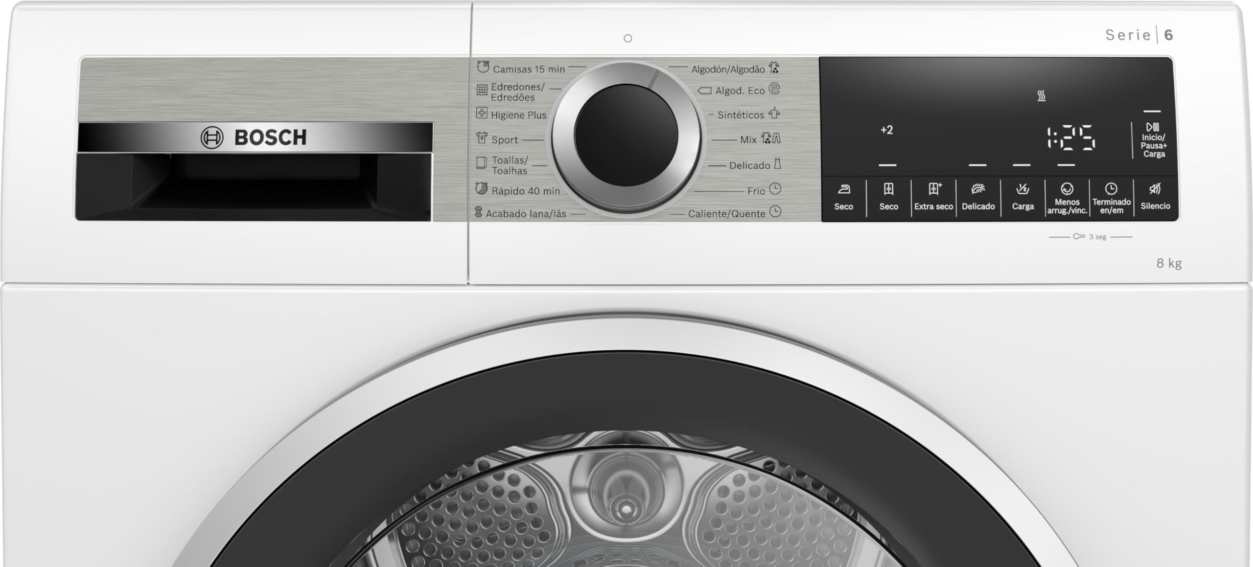 Bosch - Secadora de Condensación, 8 kg, 60 cm, Programa Rápido, Función Media Carga, Blanco, WPG23100ES