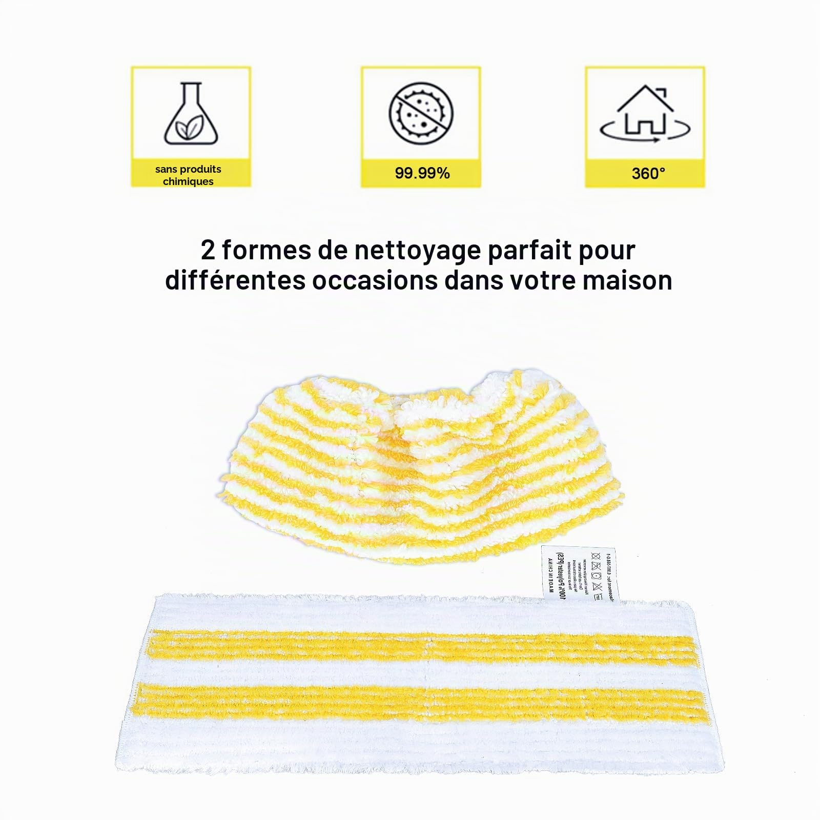 KEEPOW Ensemble de chiffons en microfibres Compatible avec les nettoyeurs vapeur pour Kärcher EasyFix SC 1, SC 2, SC 3, SC 4, SC 5 ，Nouvel ensemble comprenant 3 buses pour sols et 3 buses à main