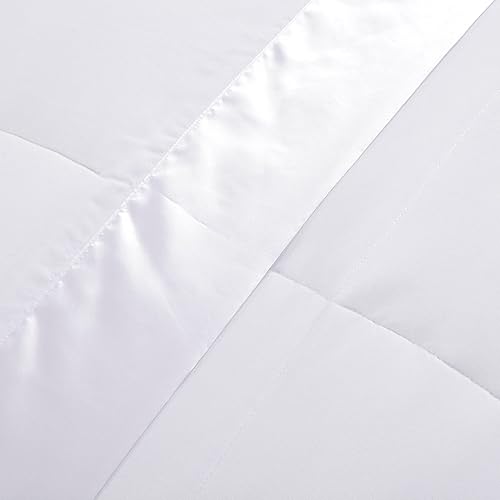 Miniatura 7 de HOMBYS Manta de plumón alternativo tamaño King de 120 x 120 pulgadas para todas las estaciones, manta de cama blanca acolchada ligera con ribete