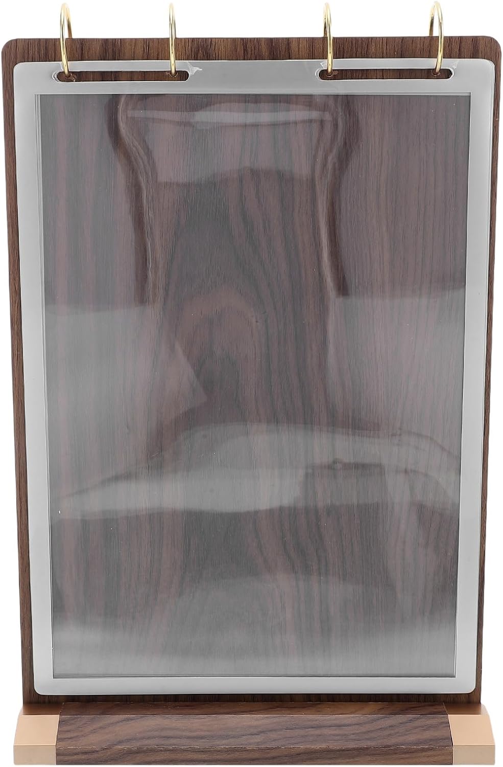 Uonlytech Walnut Wood Menu Holder Stand, 6 Double-sided A4 Tabletop Display Frame for Restaurant Cafe, Stable Base Flip Card Holder for Menu Signs And Document Display