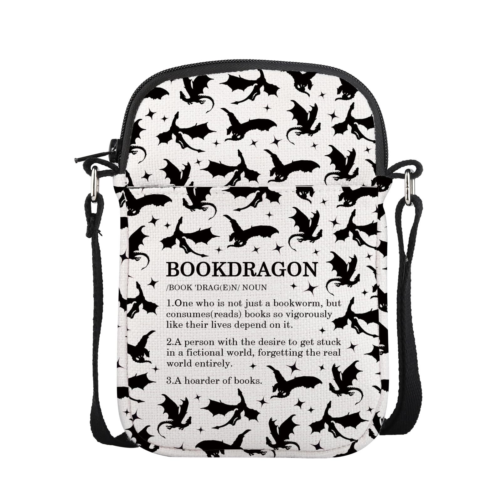 CMNIM Book Dragon Gift Bookdragon Definition Crossbody Bag Books And Dragons Lover Gifts Bookworm Shoulder Purse Strap Bag