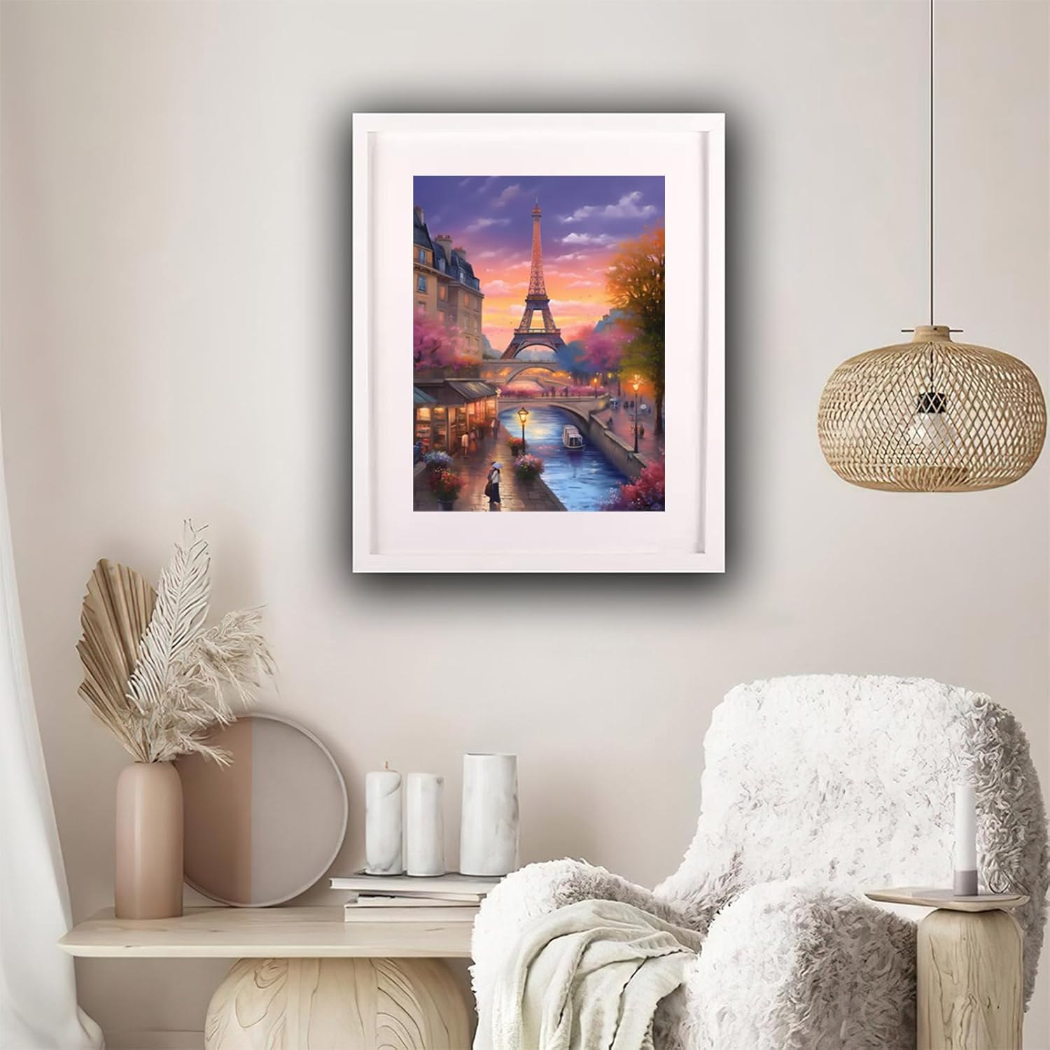 TUTUMAY21 5D Adults Diamond Painting Kit Paris France Romantic City Diamond Painting Full Diamond Gemstone Painting Suitable for Relieving Emotions Eiffel Tower Diamond Art Crafts 30x40cm