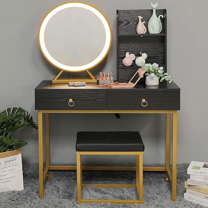 Buy usikey Vanity Set with Lighted Mirror, Makeup Table with 2 Big