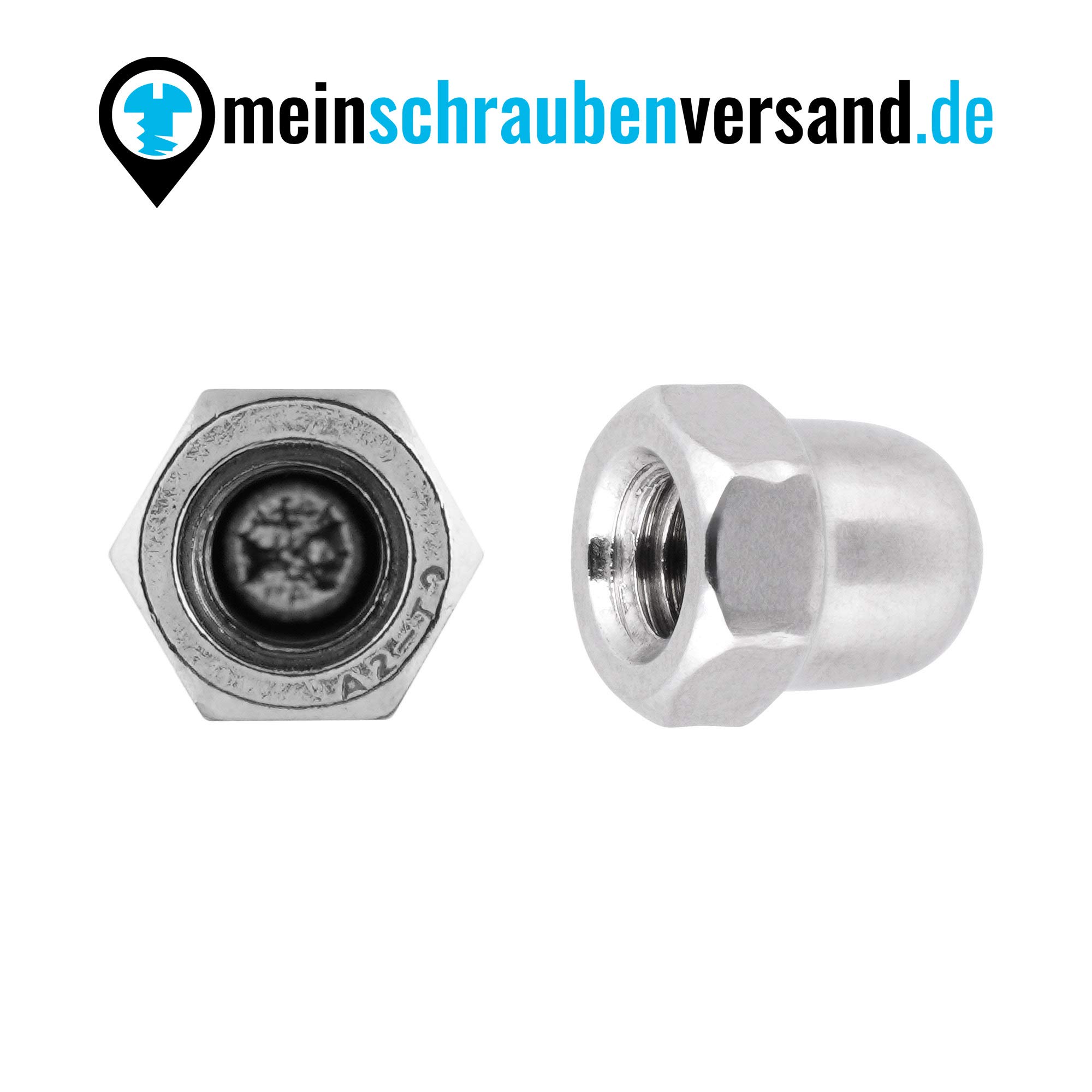Hutmuttern Sechskant M12 hohe Form DIN 1587 Edelstahlmuttern A2 Kappenmuttern Sechskantmuttern cap nuts M12 100 Stück
