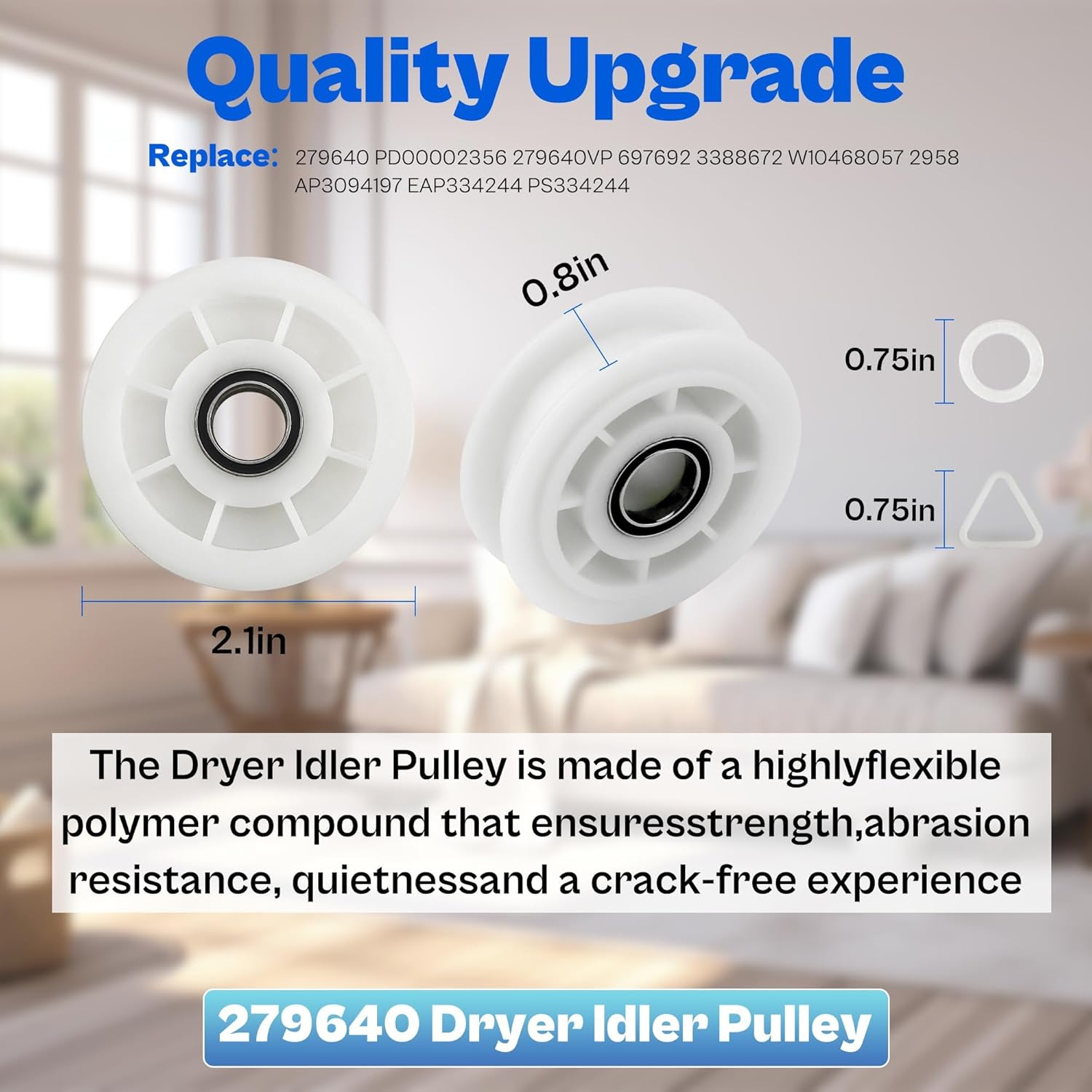 WPW10314173 W10837240 4392067 Dryer Repair Kit for Whir-lpool & Ma-ytag Dryers (Bravos XL, Cabrio, Duet), Includes Drum Roller, Belt & Idler Pulley for Easy Repair