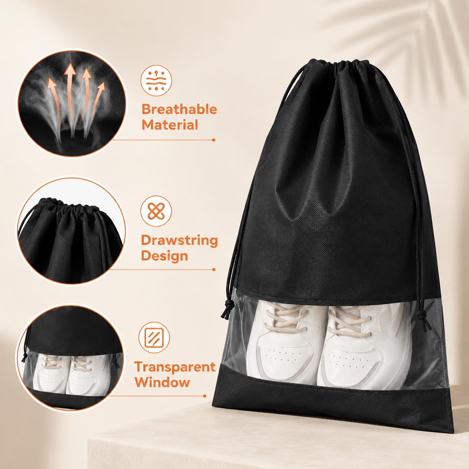 Black Non-Woven Storage Bags Detail