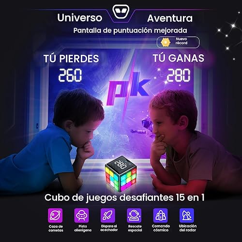 Miniatura 3 de Cubo de mano recargable – 15 divertidos juegos de cerebro y memoria con pantalla de puntuación – Regalos de Navidad de Pascua para niños y niñas