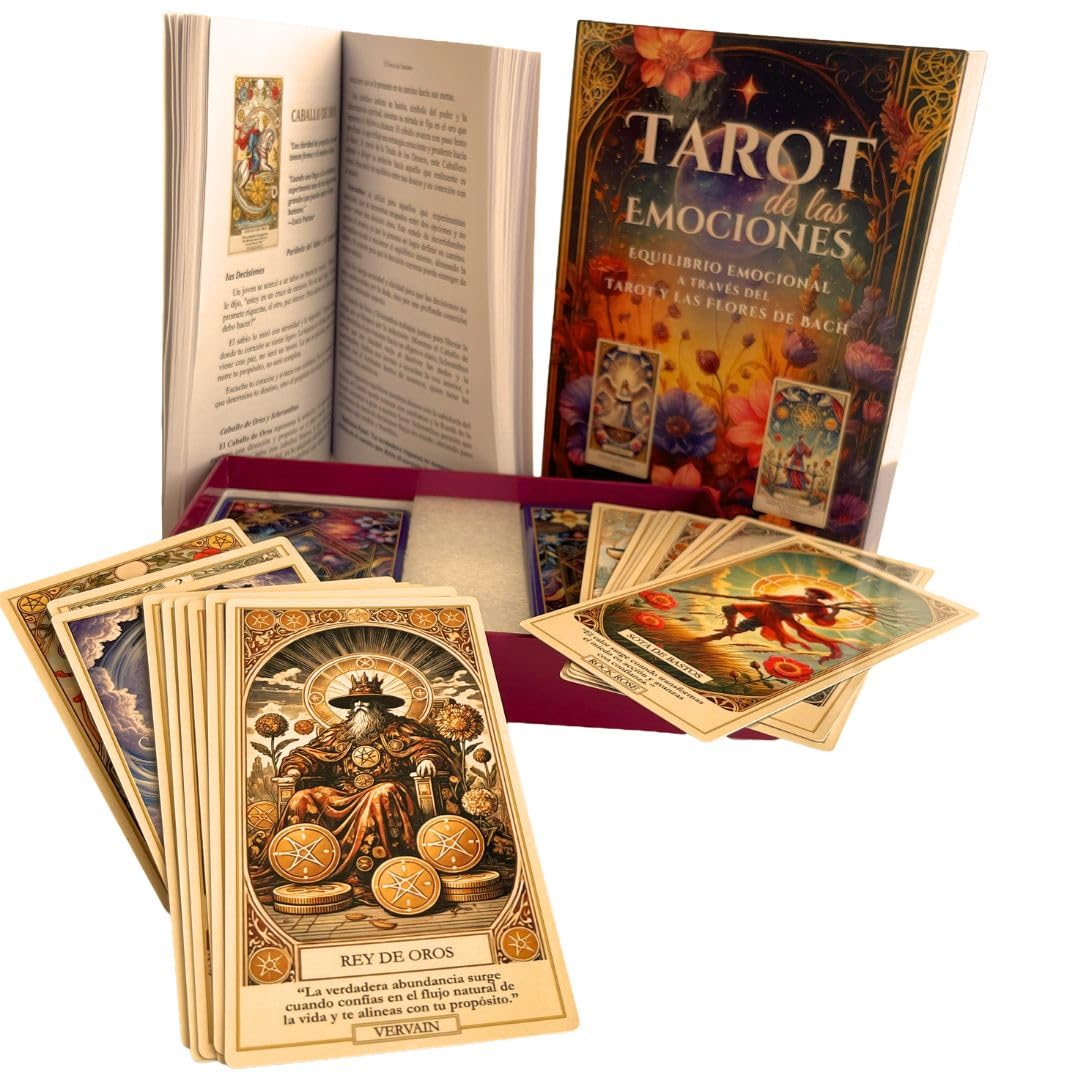 Tarot de Las Emociones – Baraja de 80 Cartas de Tarot + Libro Guía en Español + Caja Ilustrada | Oráculo para Principiantes | Autoconocimiento y Gestión Emocional | Sabiduría de Alma