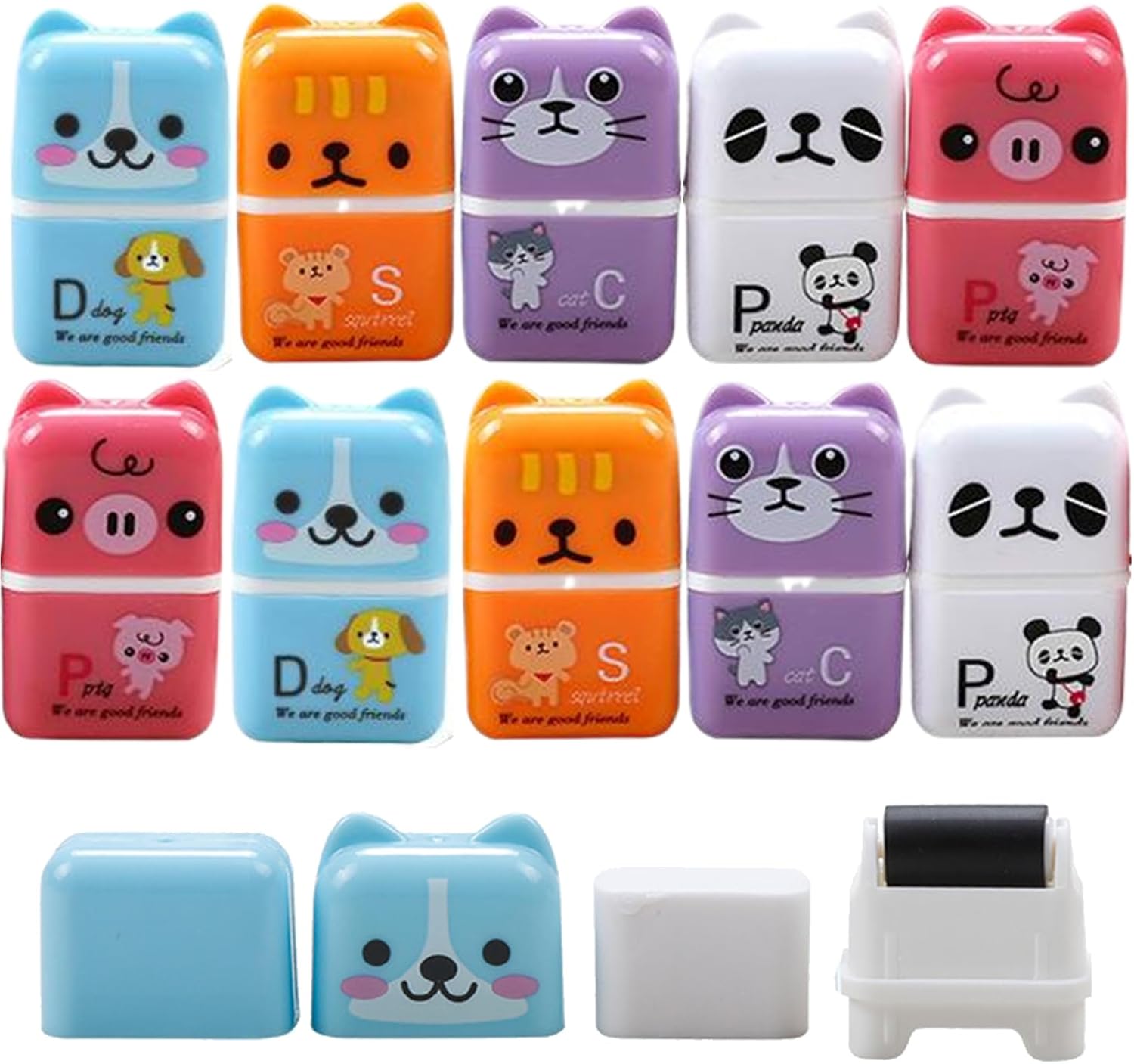 10Pcs Eraser with Clean Up Roller, Child-Friendly Animal Erasers, Cute Erasers for Pencils, Boys & Girls Portable Eraser for School, Random ...
