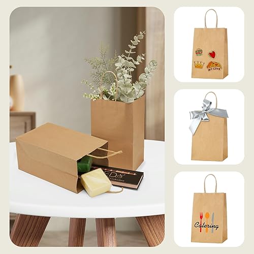 Miniatura 92 de MESHA Bolsas de papel grandes de 10 x 5 x 13 pulgadas, bolsas de papel kraft para compras con asas, paquete de 50 bolsas de regalo grandes, bolsas