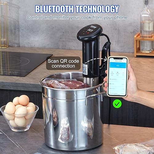 Miniatura 4 de VEVOR Máquina Sous Vide con control de aplicación Bluetooth Wi-Fi Connect, circulación de inmersión de 1200 W, IPX7 impermeable, con control de