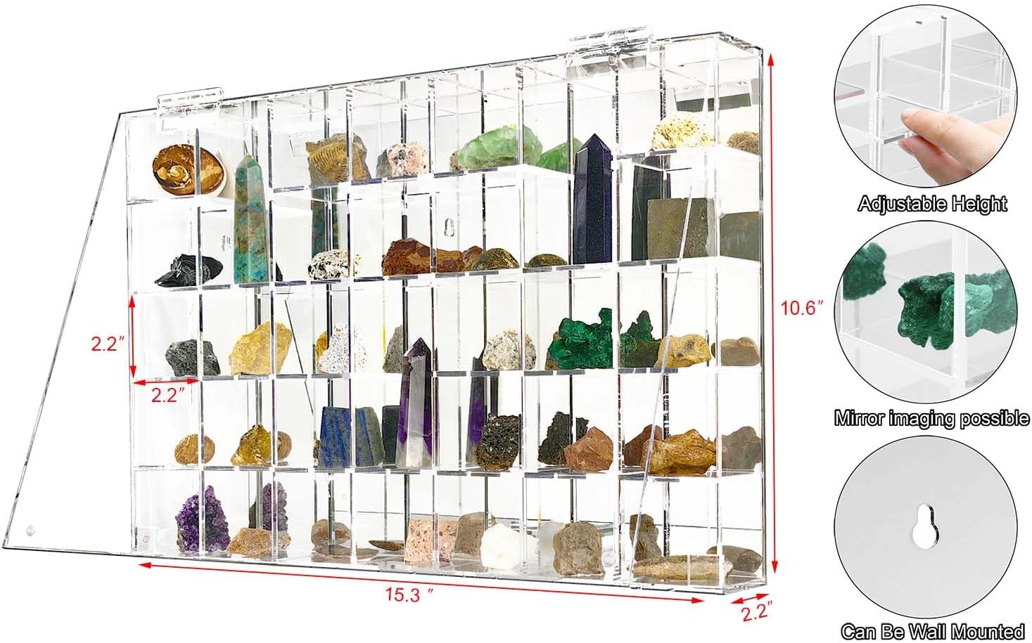 Large Clear Acrylic 35-Room Wall Mounted Display Case