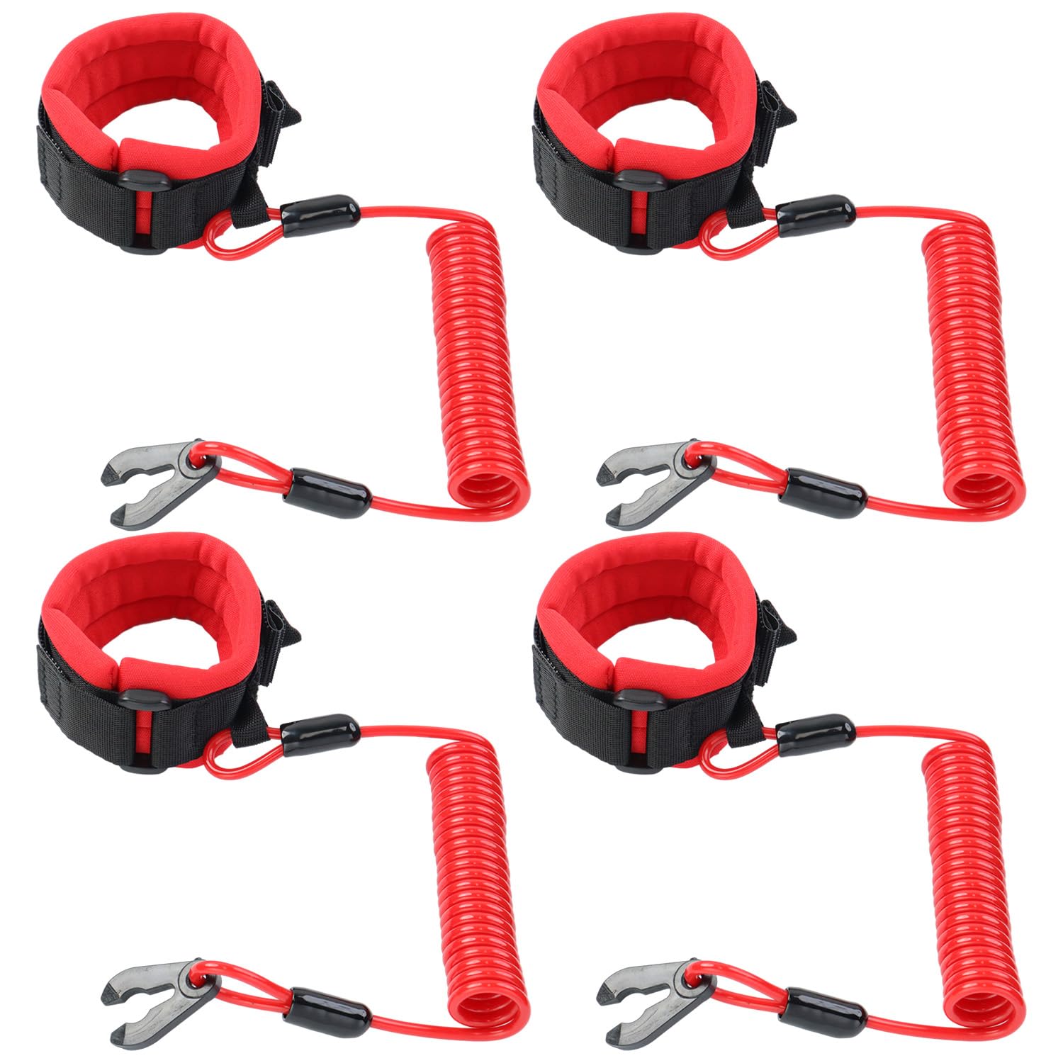 4개 보트 선외기 킬 스위치 코드 테더 마린 스톱 안전 끈 비상 차단 손목 스트랩 끈 교체용 (4개 빨간색)-Freehip.co.kr