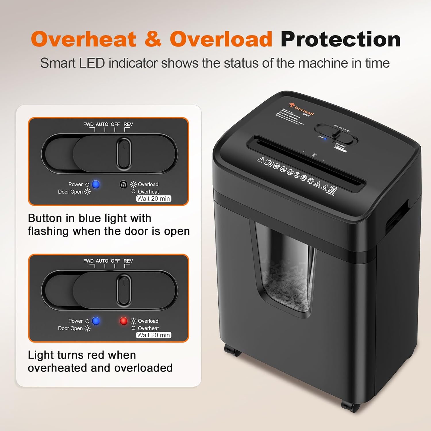 Bonsaii C220-B shredder placed next to an office desk
