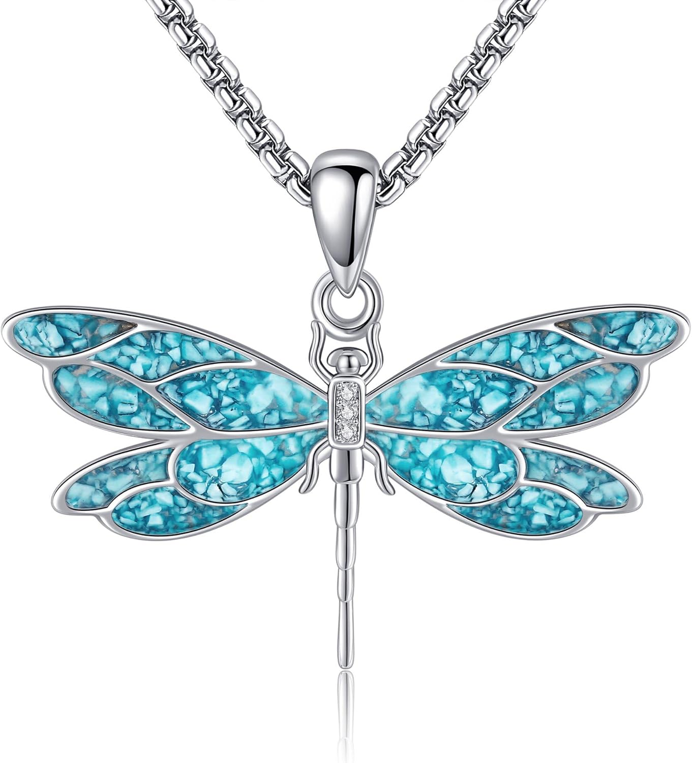 Animal Necklace 925 Sterling Silver Turquoise Horse/Hummingbird/Butterfly/Dragonfly/Phoenix/Turtle/Cowgirl Hat/Owl/Highland Cow/Cat Pendant Jewelry Gifts for Women Men