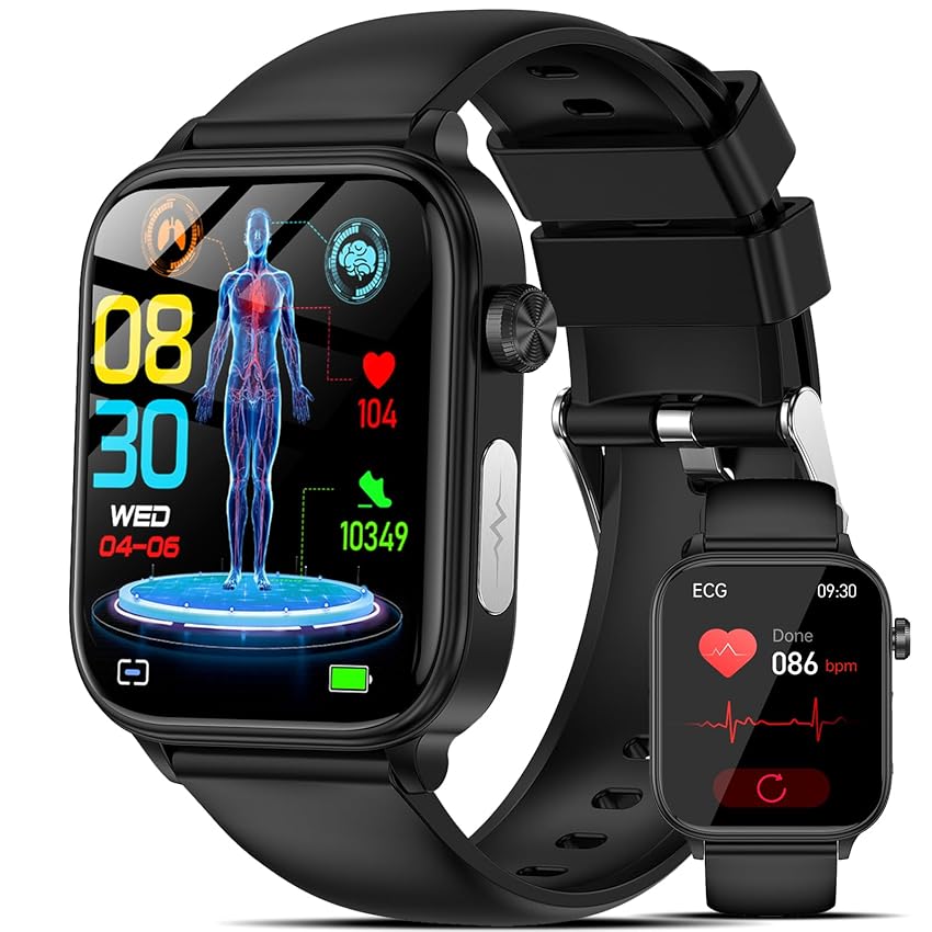 2025 Nuovo Smartwatch Uomo con ECG/Acido Urico/𝐆li𝐜𝐞m𝐢a/Pressione Sanguigna/Sonno/BMI/Temperatura Corporea/Cardiofrequenzimetro,1,96