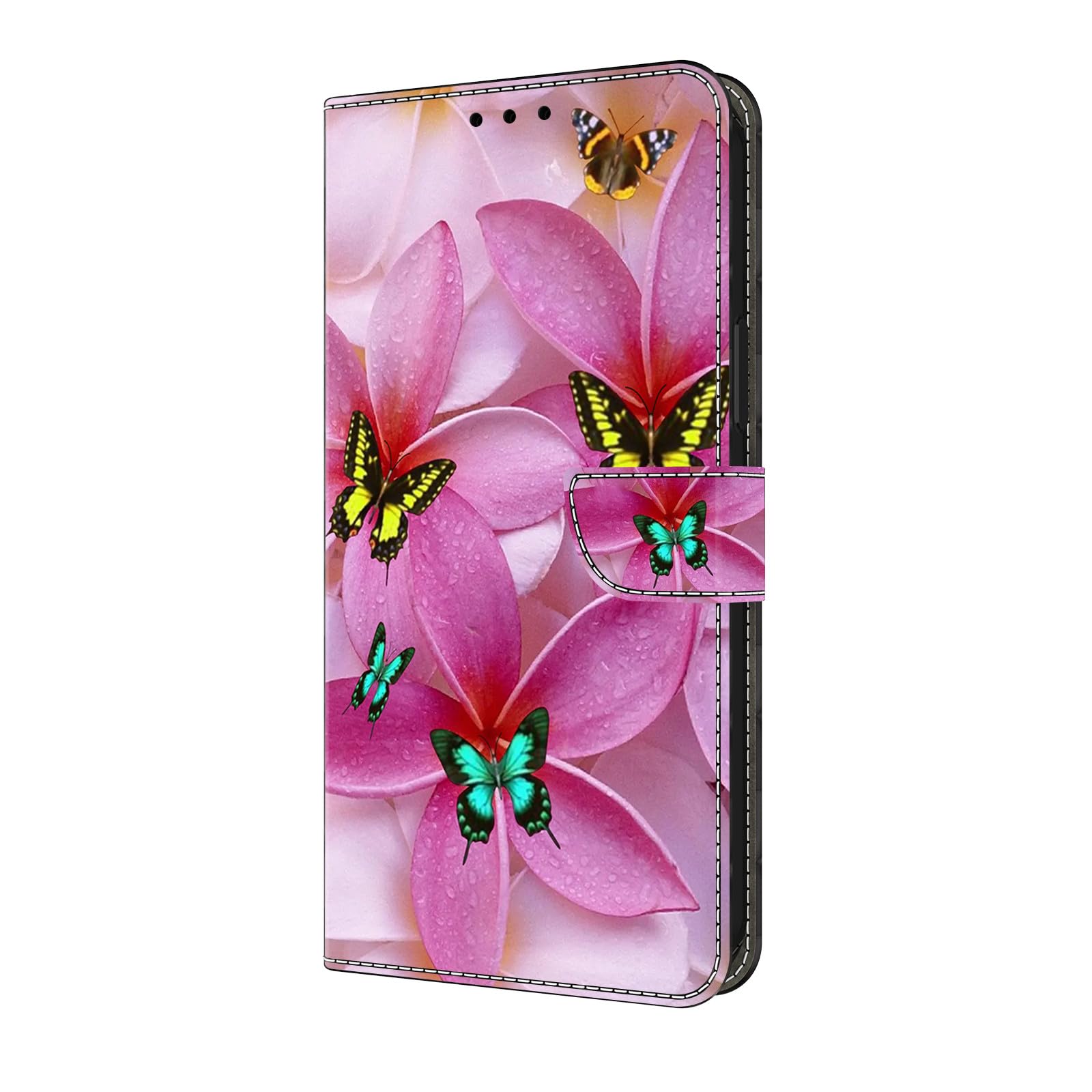 Étui Google Pixel 8 Pro portefeuille en cuir à motif fleur rose - 6