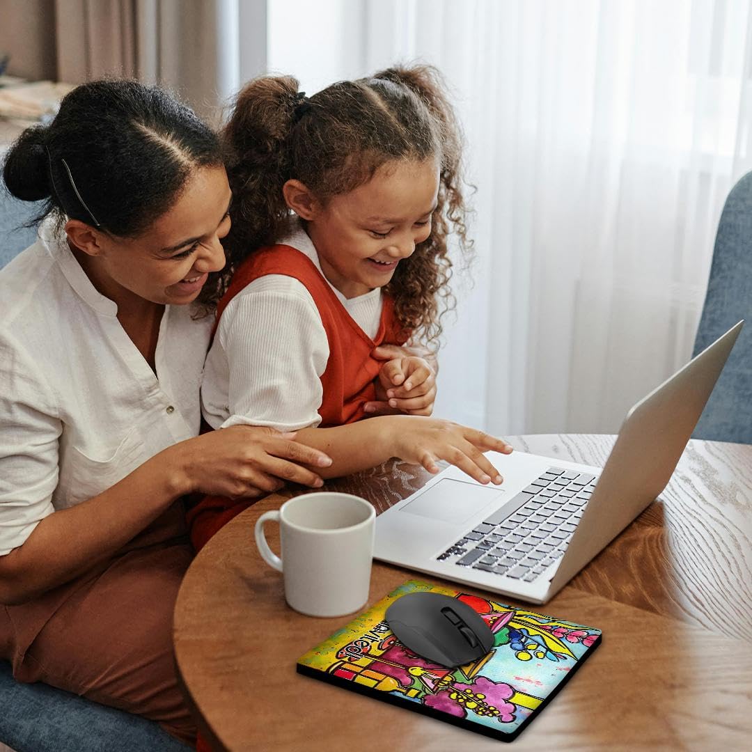 3dRose, Party Invitation Martini Glasses and Summer Flowers Black Outline Art, Mouse Pad