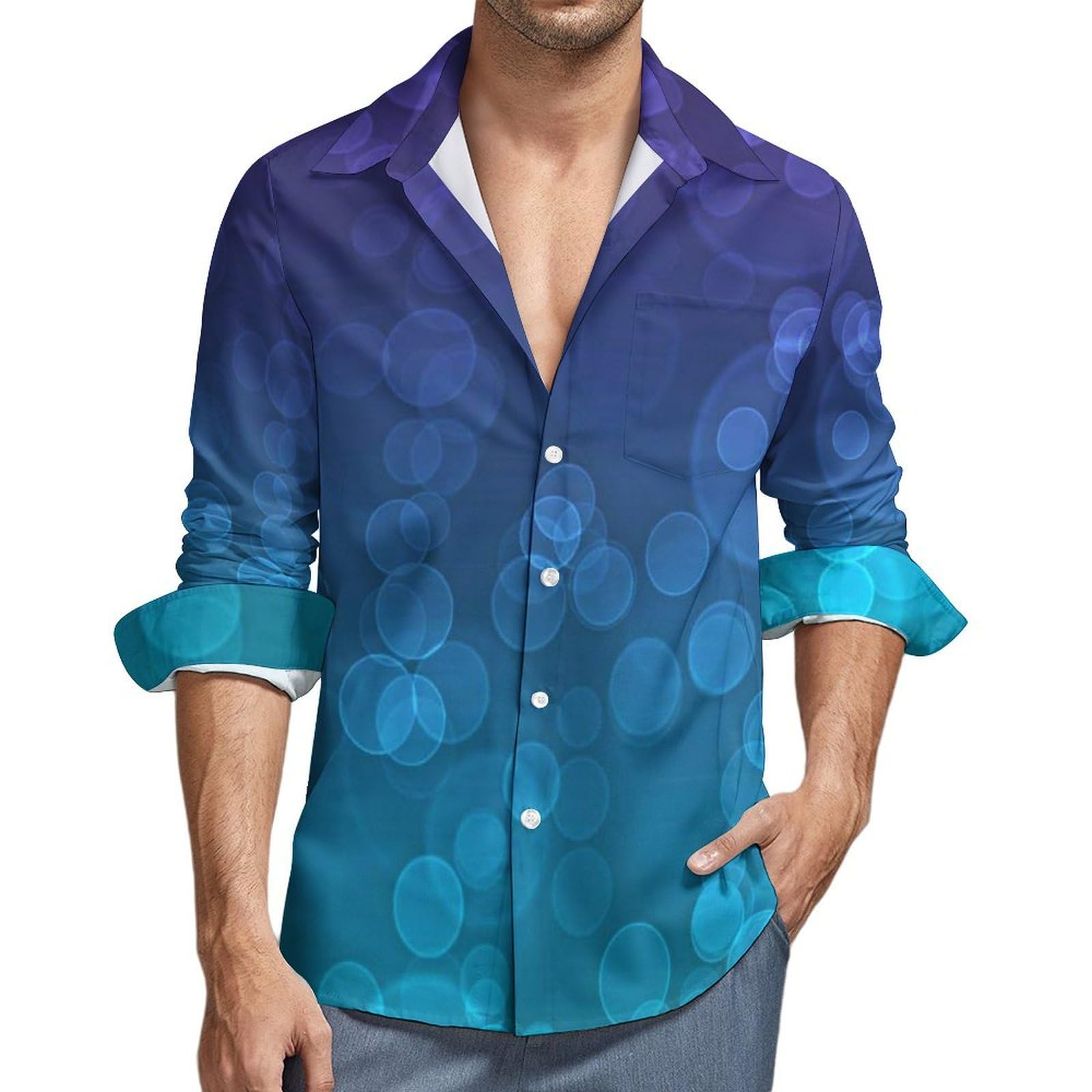 17724ハワイ製メンズアロハシャツ黒X紫サイズM