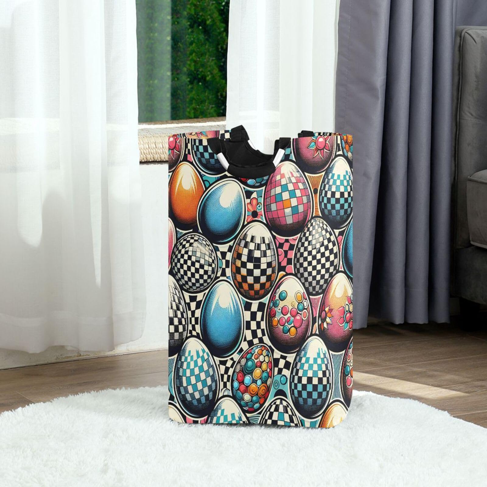 Jihqo Laundry Hamper Basket St Patrick's Clover Pattern Collapsible Nursery Storage Bin Waterproof Clothing Baskets for Home Bedroom Bathroom Washing Room