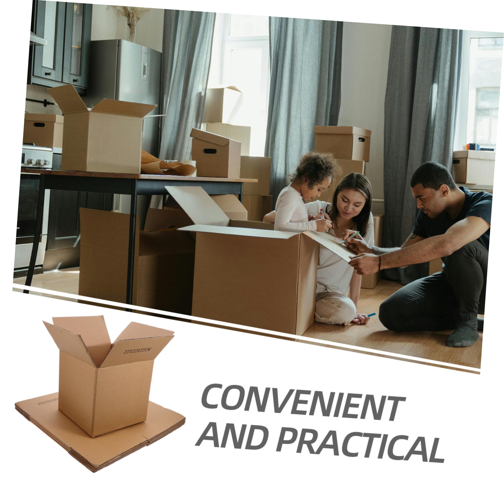 Gadpiparty Stabile Quadratische Umzugskartons aus Brauner Dicker Pappe 5 Stück Packung Verpackungsmaterialien für Bücher und Bastelarbeiten zum Sicheren Verpacken und Transportieren