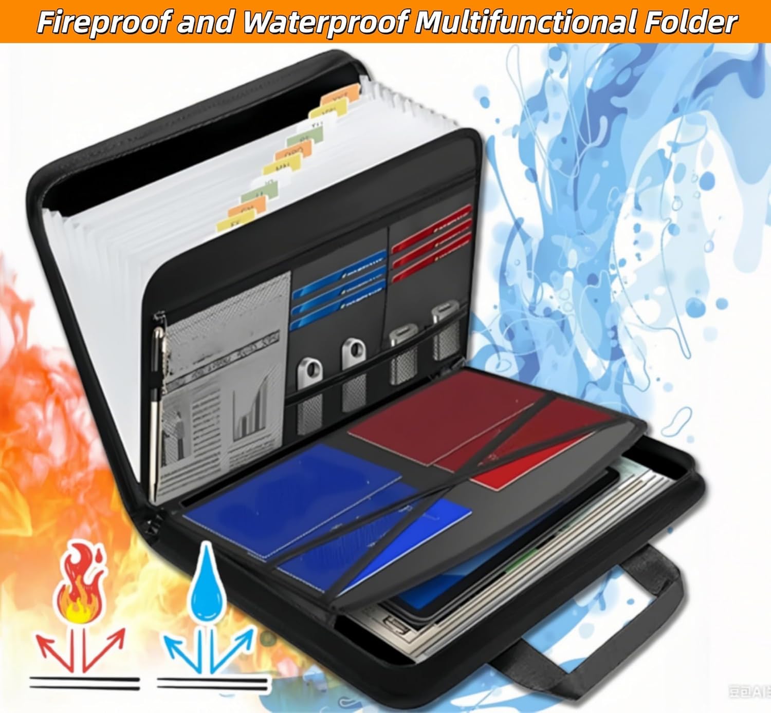 Rushclick Folder – Folders with Pockets, Expanding Accordion Folders Project Folders & Document Organizer, Large-Capacity A4 File Folder with Handle, Waterproof (2)