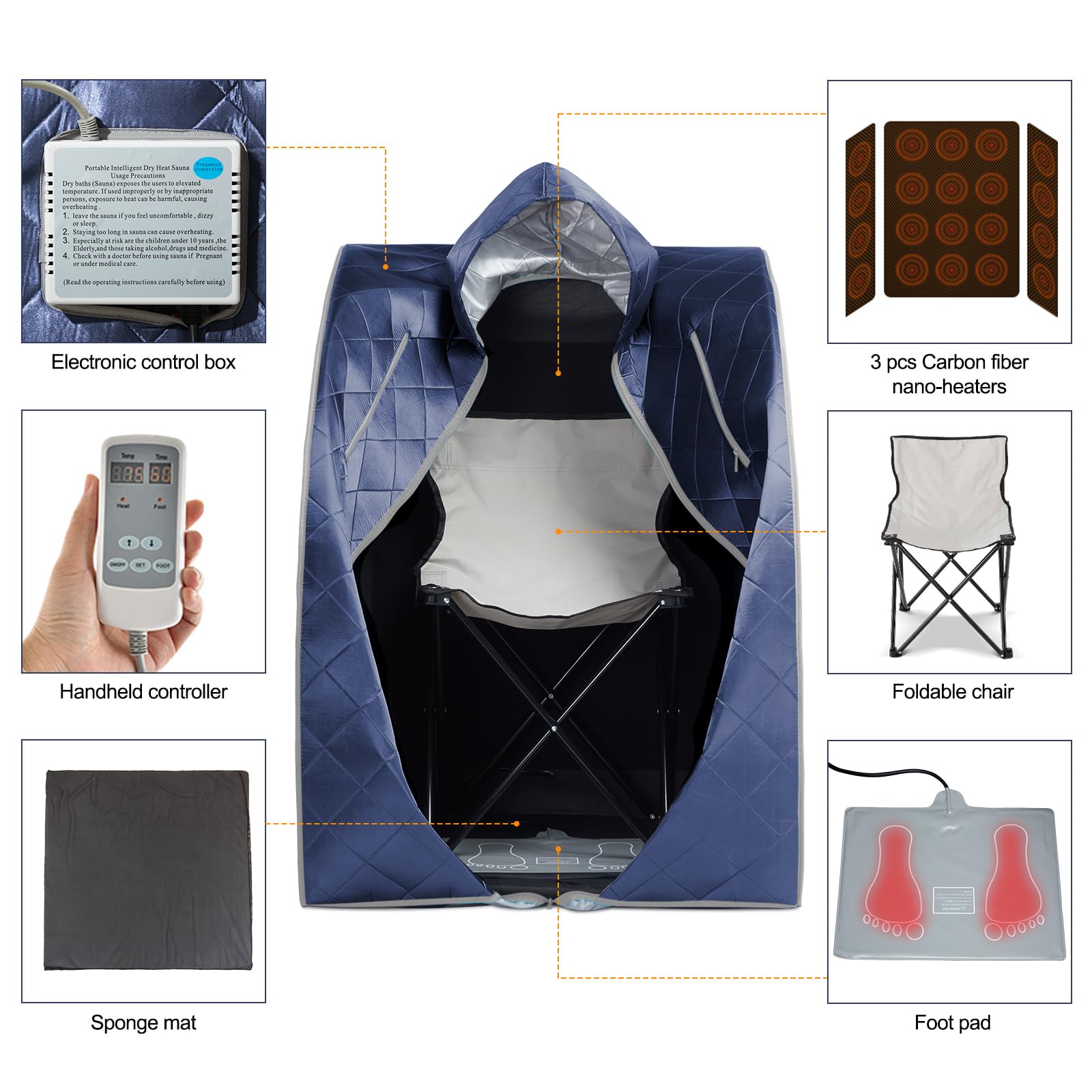 Sauna a infrarossi, sauna personale portatile, tenda spa per tutta la casa, cuscino riscaldante separato e sedia rinforzata portatile, relax a casa