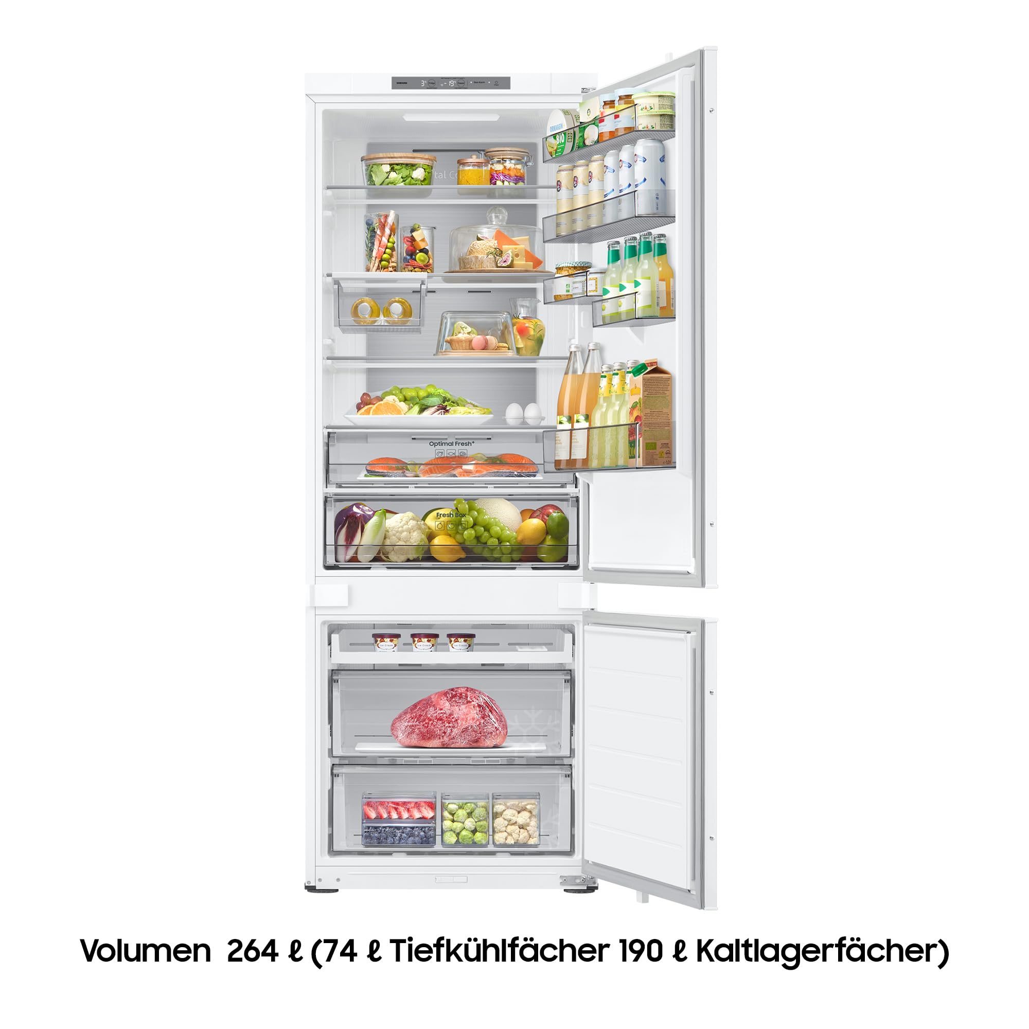 Samsung BRB80F26ACF0EF Einbau-Kühl-Gefrierkombination, AI Kühlschrank mit Gefrierfach, 178 cm, 264 l, No Frost+, AI Energy Mode, Twin Cooling+, Cool Select+, Weiß