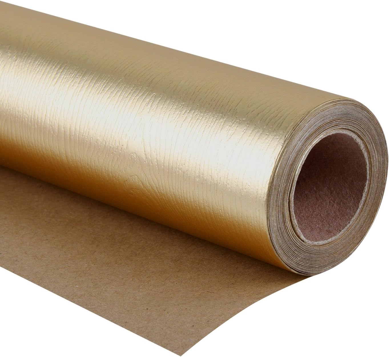 WRAPAHOLIC Gift Wrapping Paper Roll - Wood Texture Basics Matte Gold for Birthday, Holiday, Wedding, Wrap - 30 inch x 16.5 feet