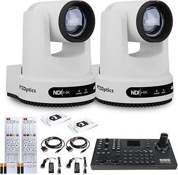 PTZOptics 2 x Move 4K SDI/HDMI/USB/IP PTZ Camera with 20x Optical Zoom White PT20X-4K-WH-G3 SuperJoy PTZ Camera Joystick Controller