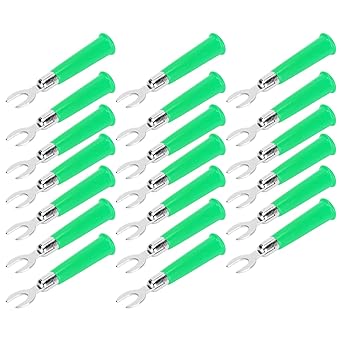 Wedinard Y Cable Connector Insulation Sleeve 6mm / 0.24inch 30VAC-60VDC Fork Flat Cable 20pcs / Set Easy Identification of Banana Plugs Green