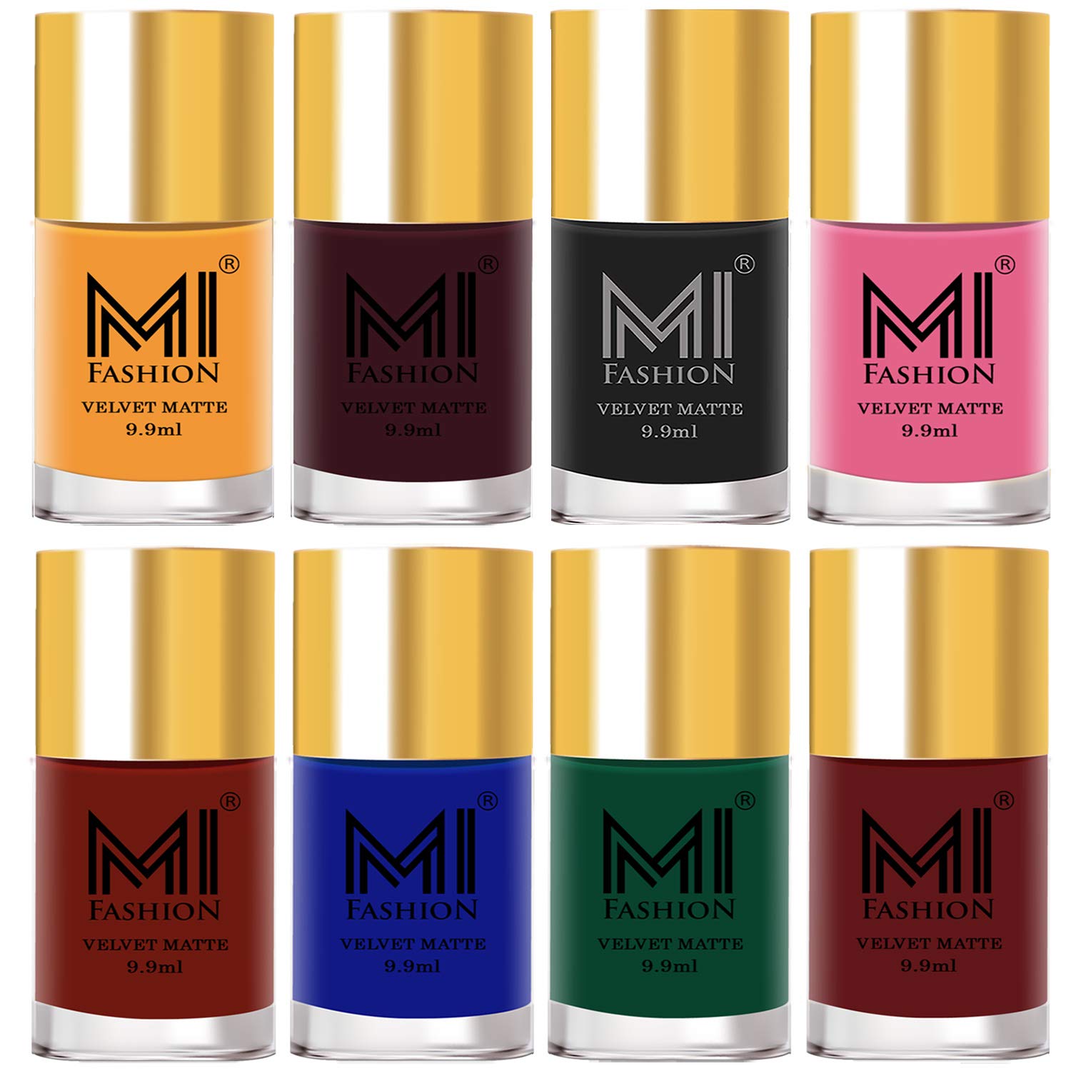 MI FASHION Velvet Matte Nail Polish Multicolors Combo Sets For Women (Classic Touch, Lasting Style-Top Coat) 9.9ml Each (Combo Sets-8)-image-41
