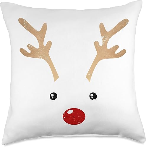 Live Outside Reno de Navidad con ojos felices y nariz roja almohada retro vintage 18 x 18 pulgadas multicolor Live Outside Reno de Navidad con ojos felices y nariz roja almohada retro vintage 18 x 18 pulgadas multicolor