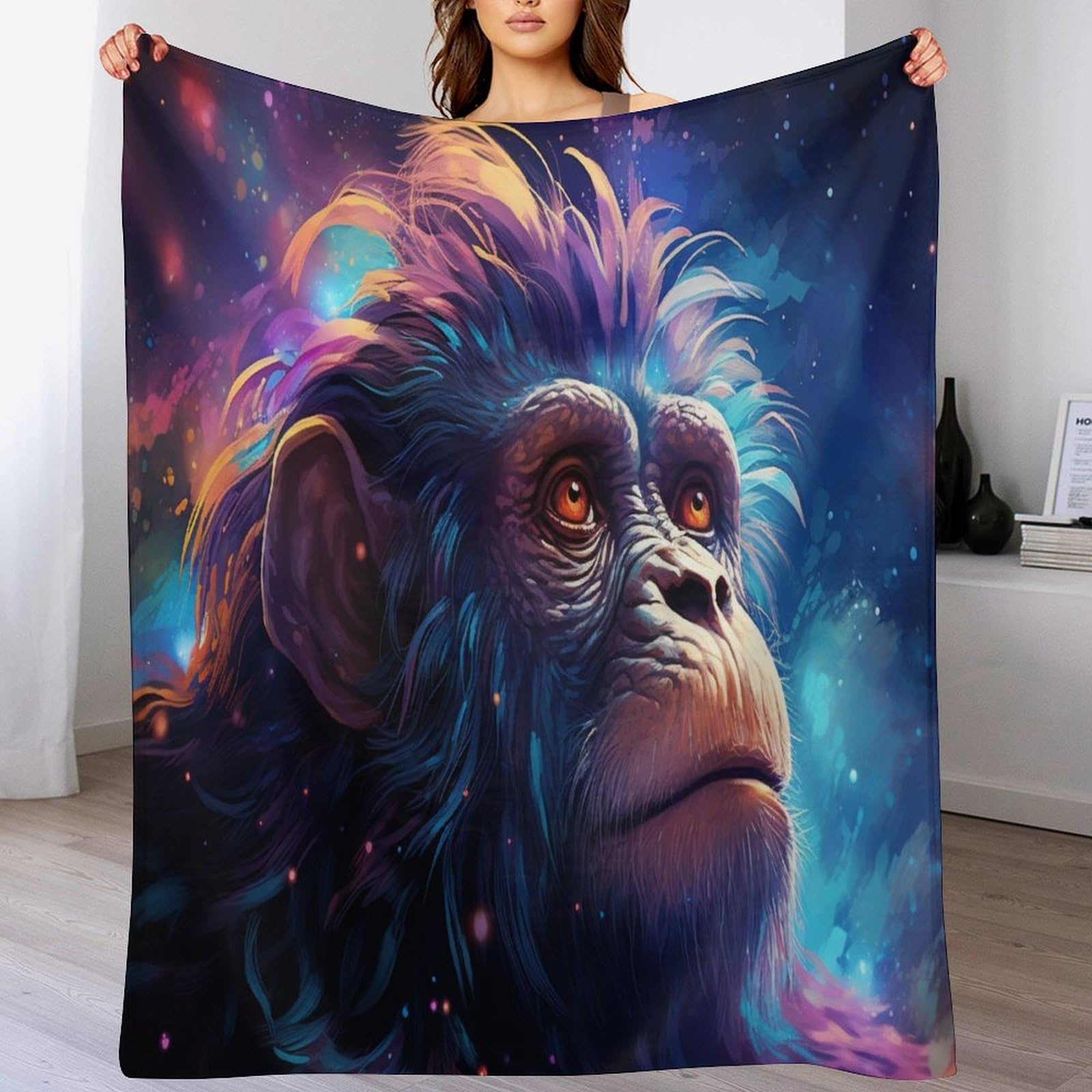Couverture décoration intérieure Gorille en flannel de qualité supérieure, 180x200