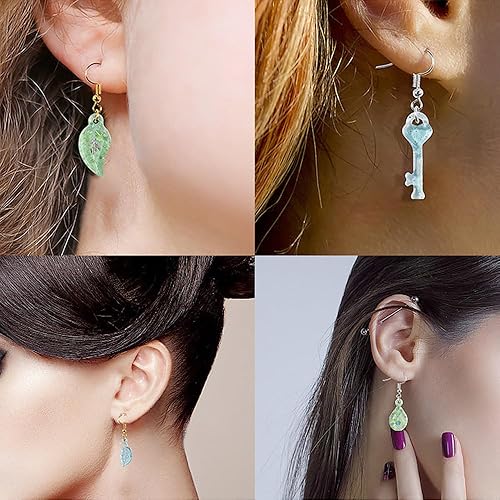 Miniatura 3 de 5 moldes de resina para aretes, 20 ganchos para aretes, 20 anillos de aretes, patrón mixto, estrella, luna, corazón, resina, molde de resina de