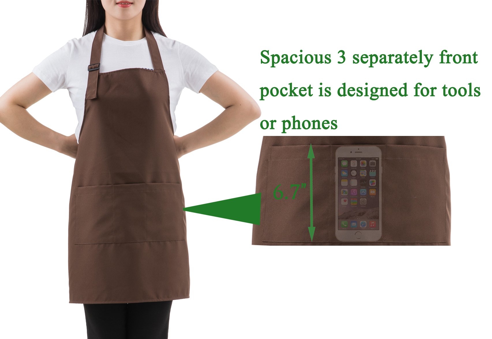 Sew Ur Vida Ajustable fría Impermeable Babero Delantal con 2 Bolsillos, Resistente, fácil de Limpiar, Apto para el hogar Cocina jardín y Restaurante, Unisex