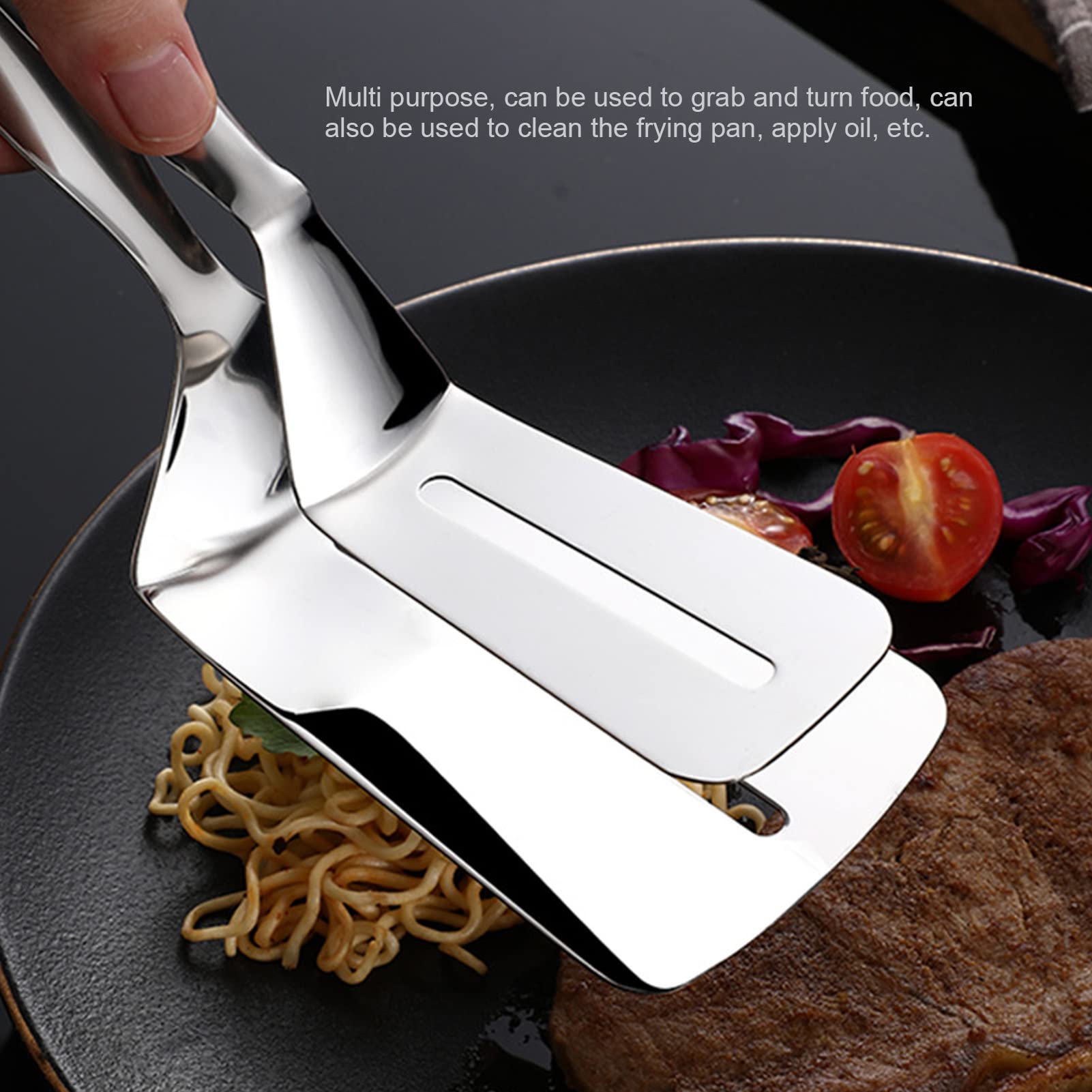 Pinza Spatola 2 In 1 Per Bistecche – Acciaio Inox 304, Doppia Faccia, Resistente Al Calore - 4